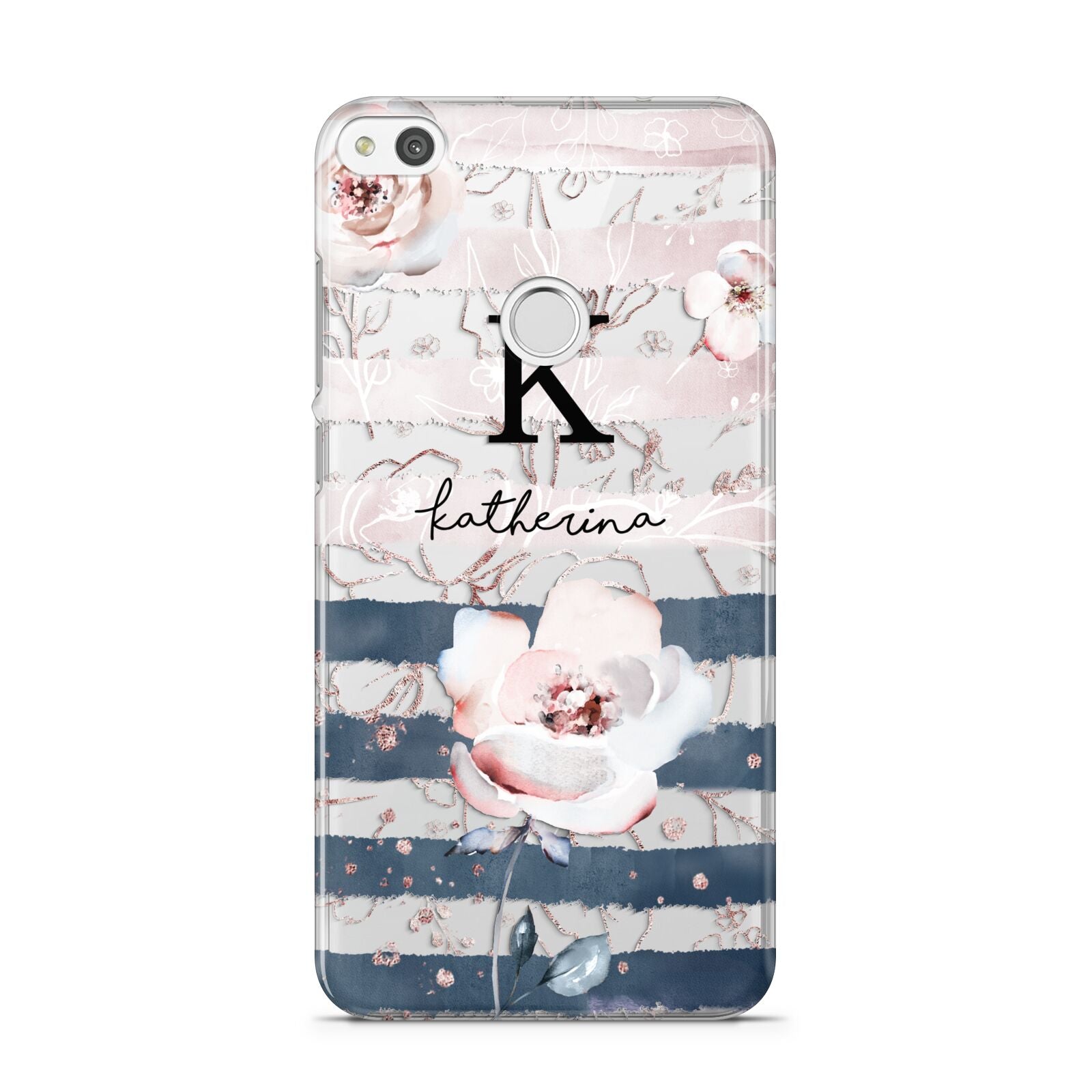 Monogram Pink Blue Striped Watercolour Huawei P8 Lite Case