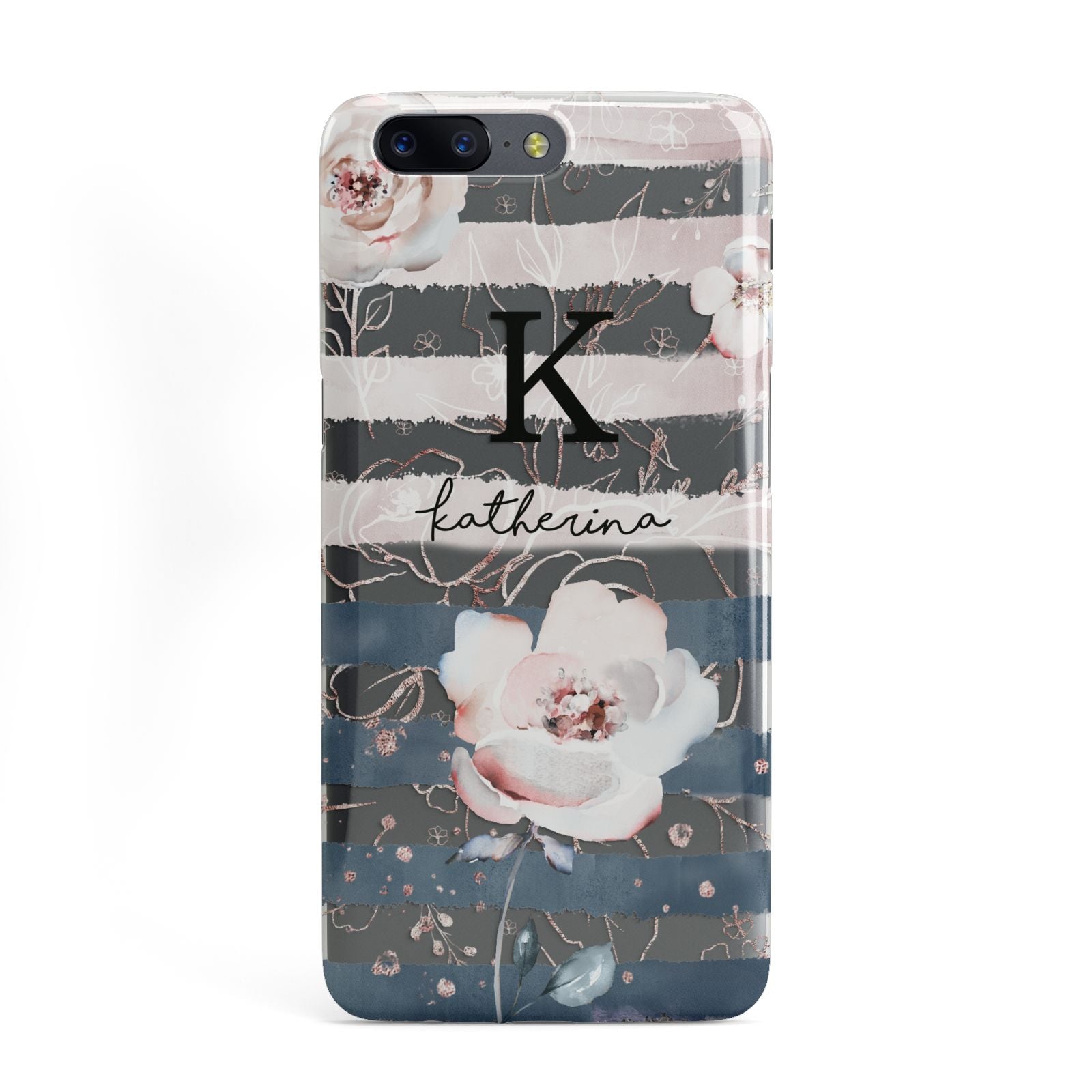 Monogram Pink Blue Striped Watercolour OnePlus Case