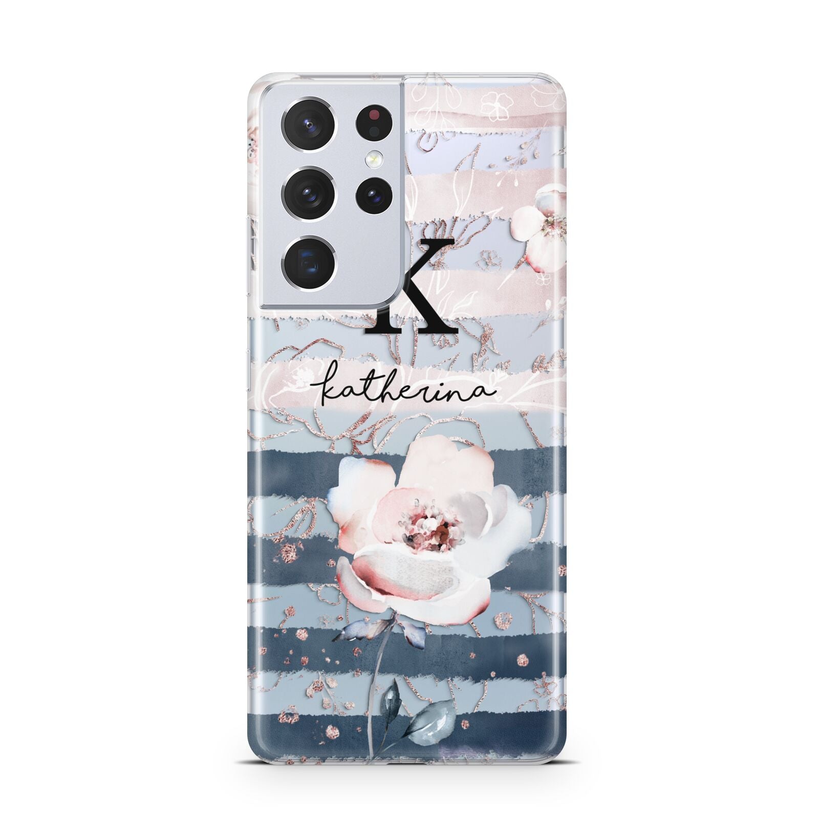 Monogram Pink Blue Striped Watercolour Samsung S21 Ultra Case