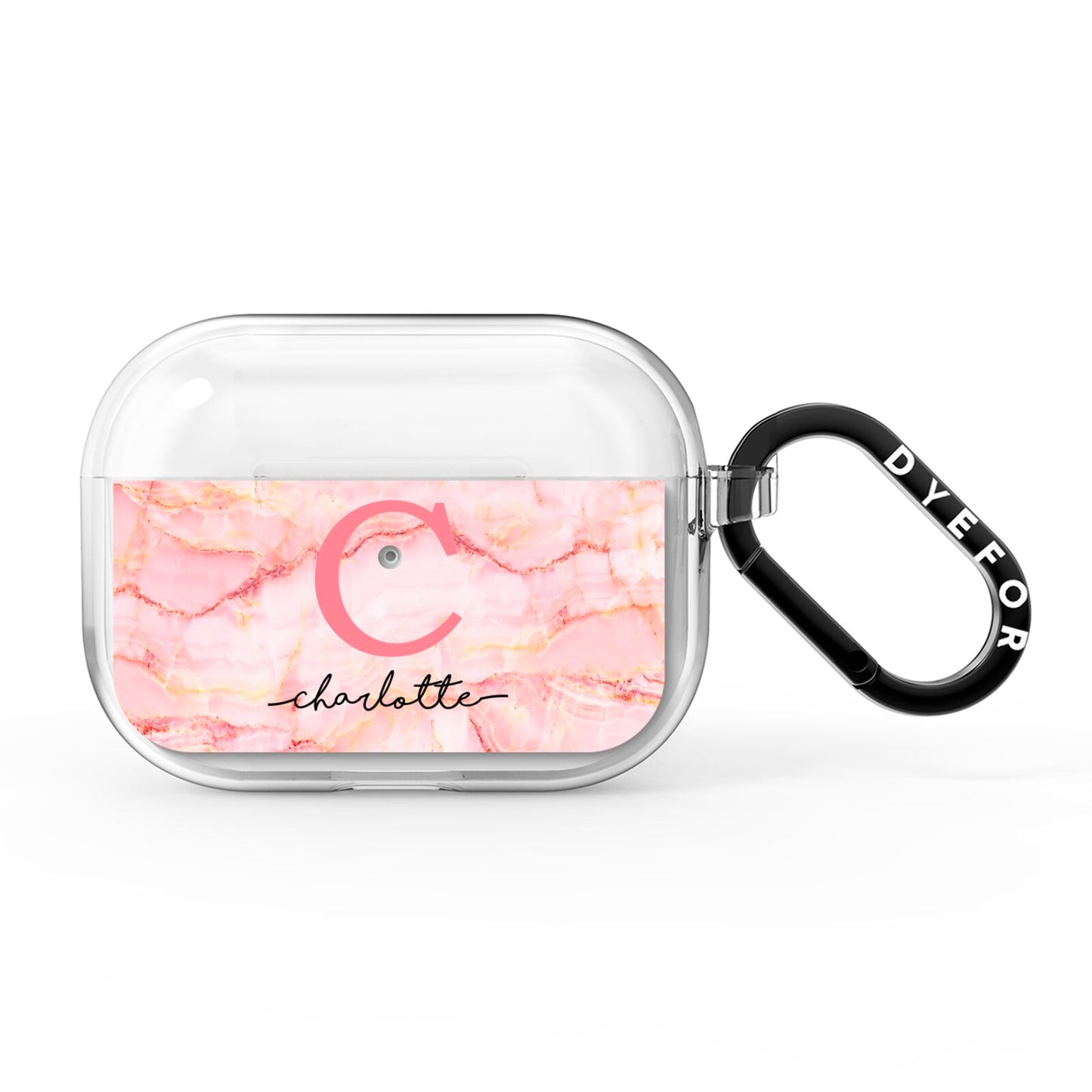 Monogram Pink Gold Agate with Text AirPods Pro Clear Case