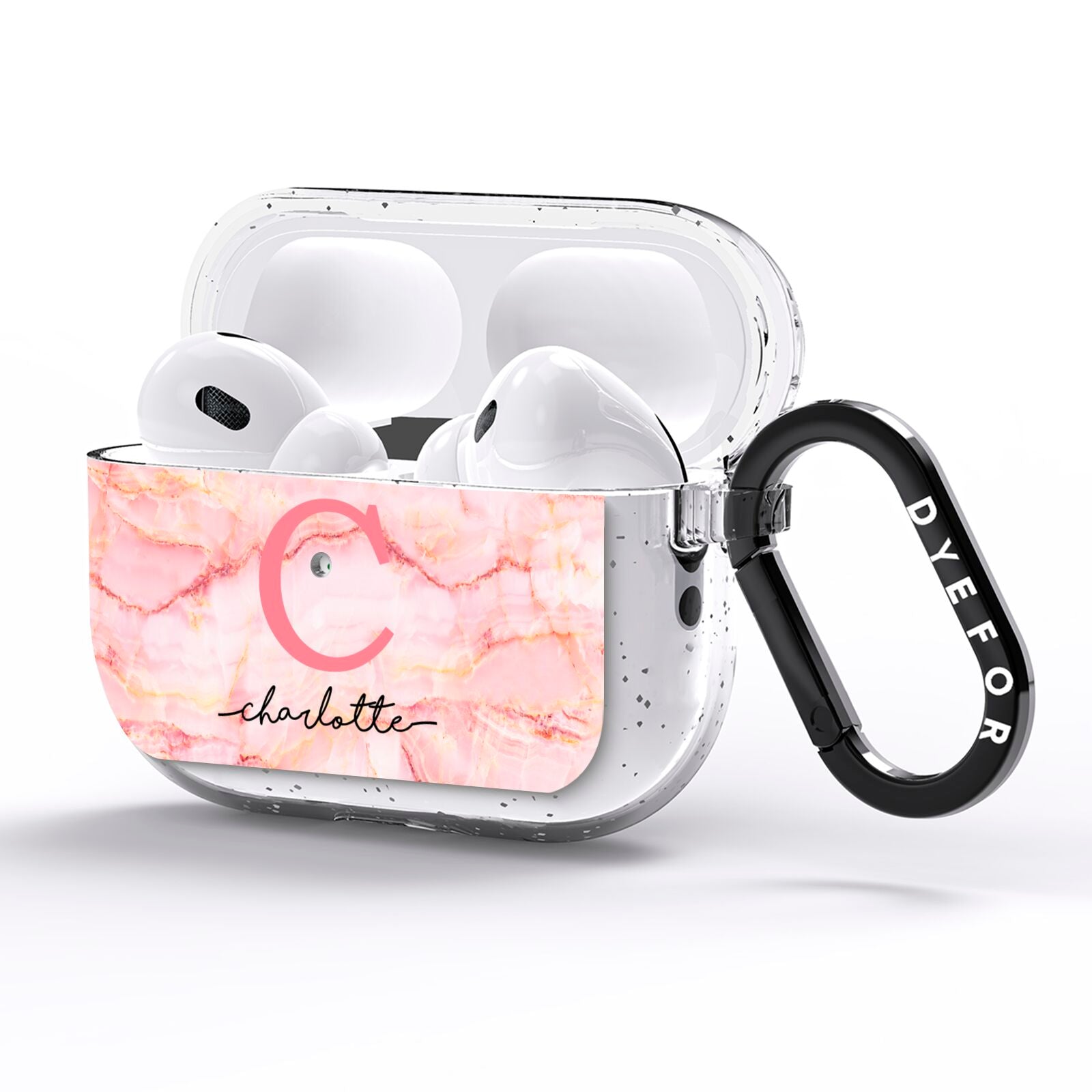 Monogram Pink Gold Agate with Text AirPods Pro Glitter Case Side Image