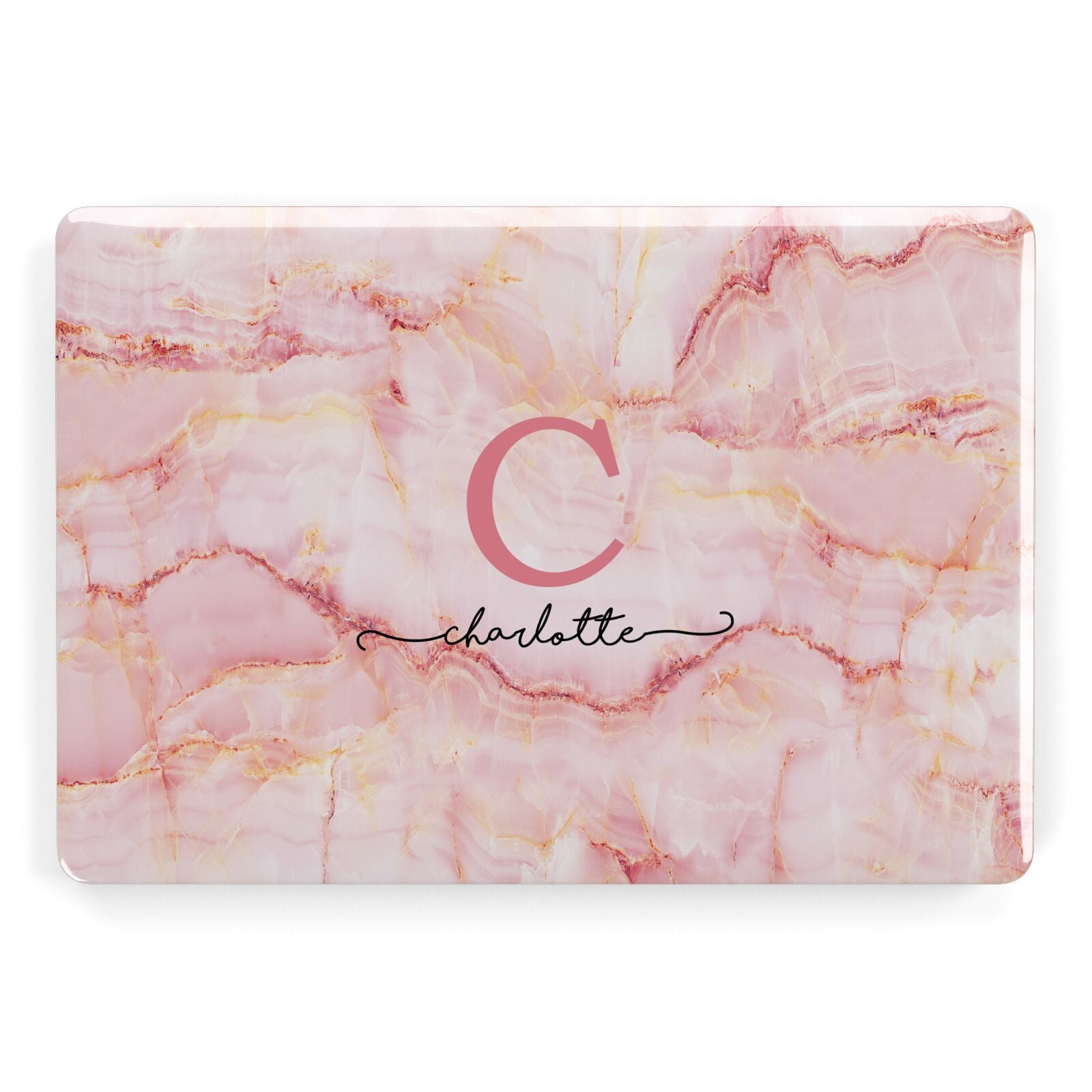 Monogram Pink Gold Agate with Text Apple MacBook Case