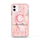 Monogram Pink Gold Agate with Text Apple iPhone 11 in White with Pink Impact Case