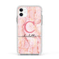Monogram Pink Gold Agate with Text Apple iPhone 11 in White with White Impact Case
