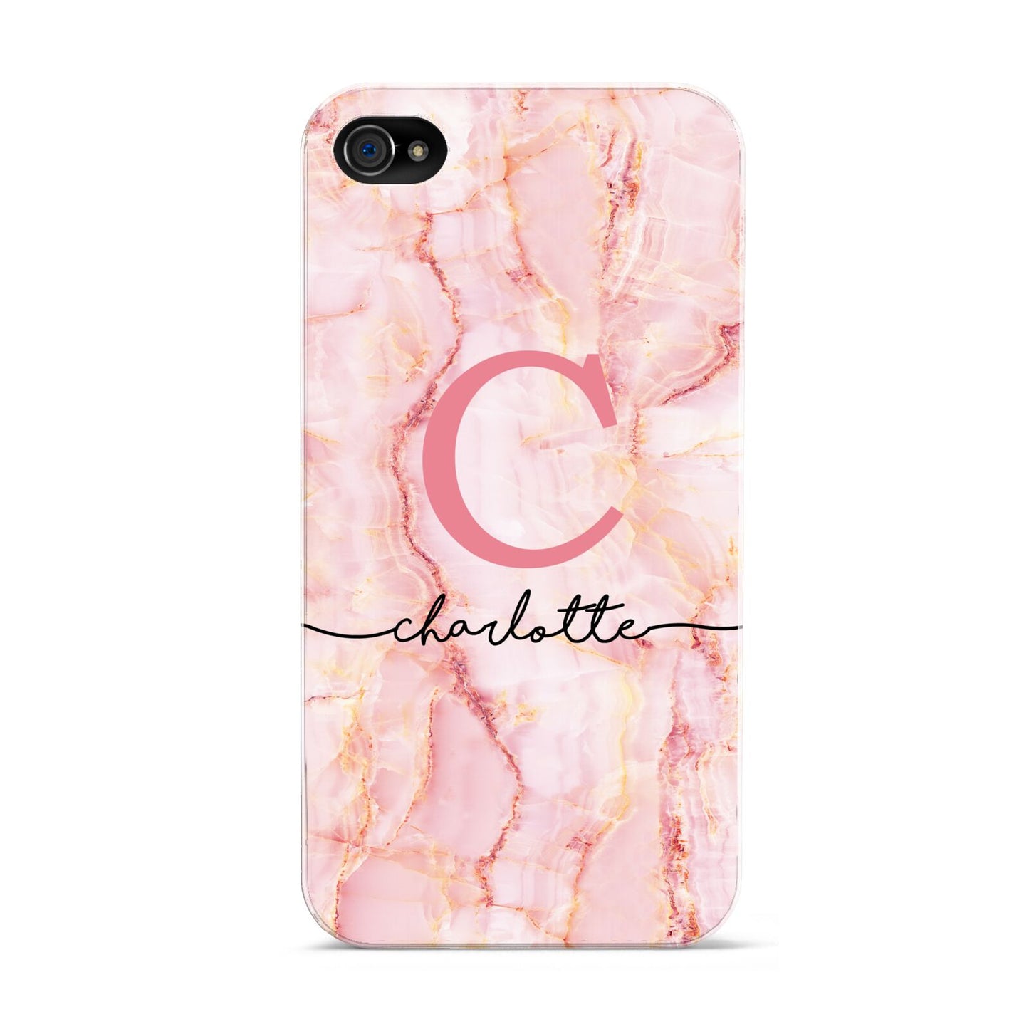 Monogram Pink Gold Agate with Text Apple iPhone 4s Case