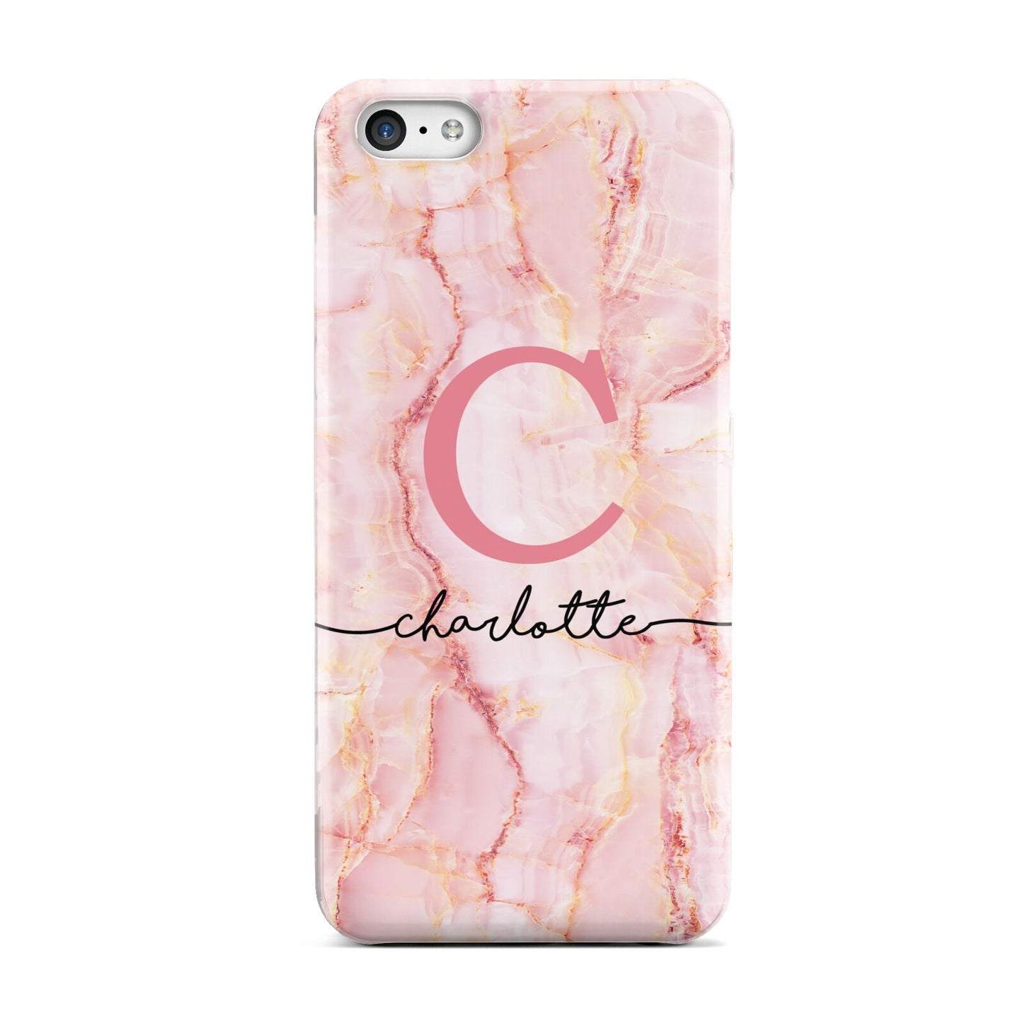 Monogram Pink Gold Agate with Text Apple iPhone 5c Case