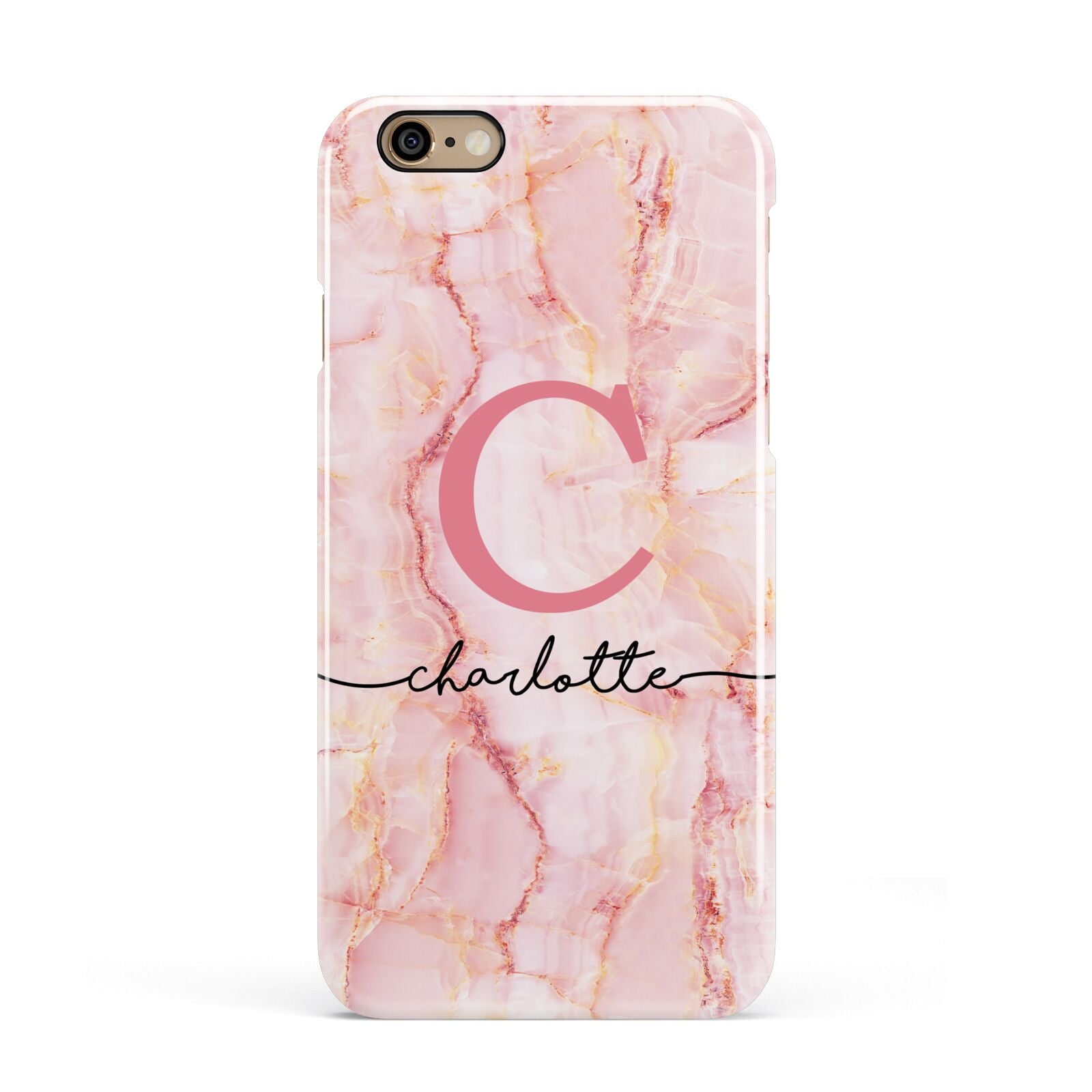 Monogram Pink Gold Agate with Text Apple iPhone 6 3D Snap Case