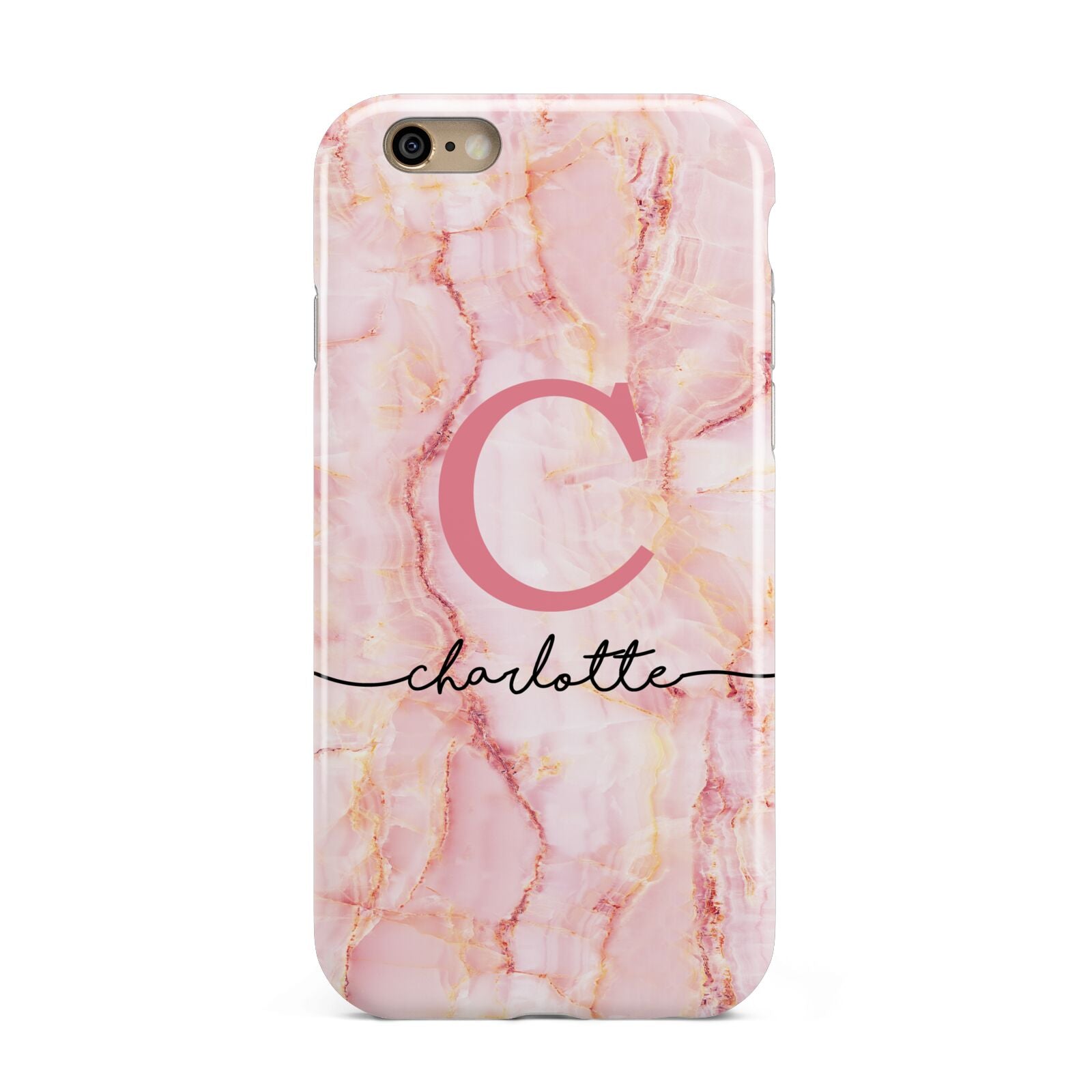Monogram Pink Gold Agate with Text Apple iPhone 6 3D Tough Case