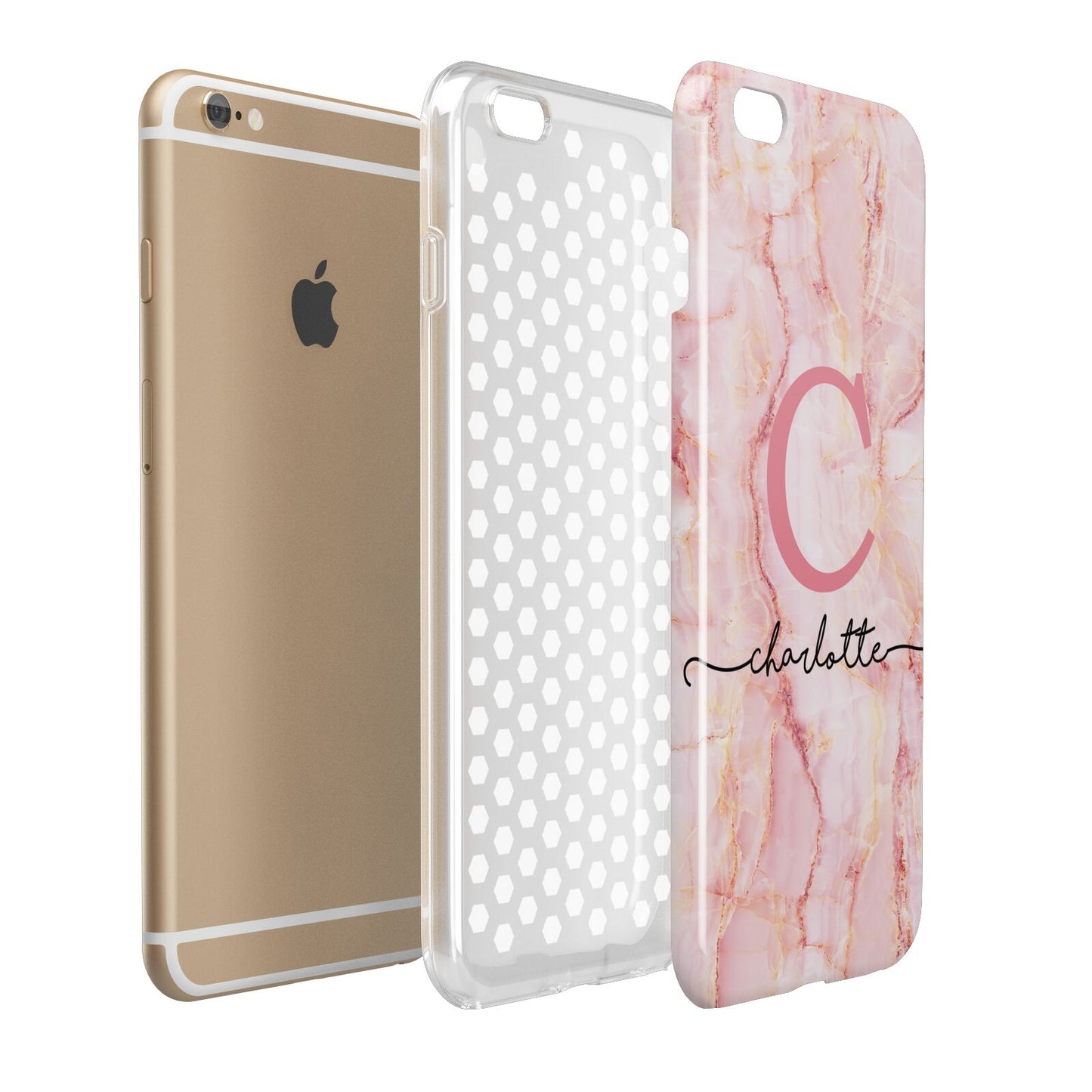 Monogram Pink Gold Agate with Text Apple iPhone 6 Plus 3D Tough Case