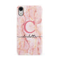 Monogram Pink Gold Agate with Text Apple iPhone XR White 3D Snap Case