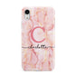 Monogram Pink Gold Agate with Text Apple iPhone XR White 3D Tough Case