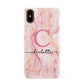 Monogram Pink Gold Agate with Text Apple iPhone XS 3D Snap Case
