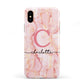Monogram Pink Gold Agate with Text Apple iPhone XS 3D Tough