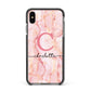 Monogram Pink Gold Agate with Text Apple iPhone Xs Max Impact Case Black Edge on Black Phone