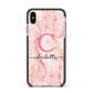 Monogram Pink Gold Agate with Text Apple iPhone Xs Max Impact Case Black Edge on Gold Phone