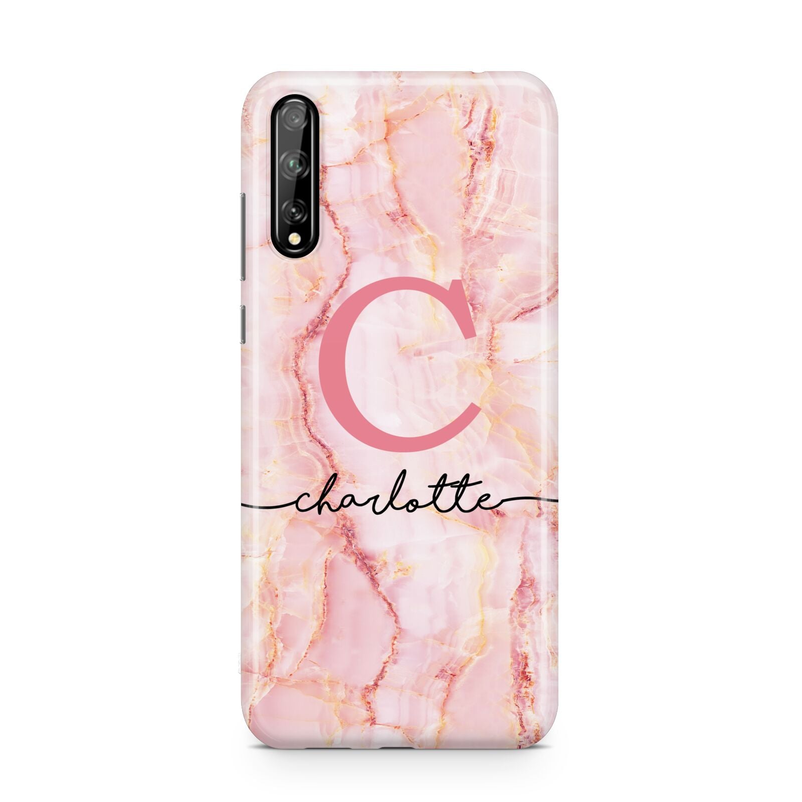 Monogram Pink Gold Agate with Text Huawei Enjoy 10s Phone Case