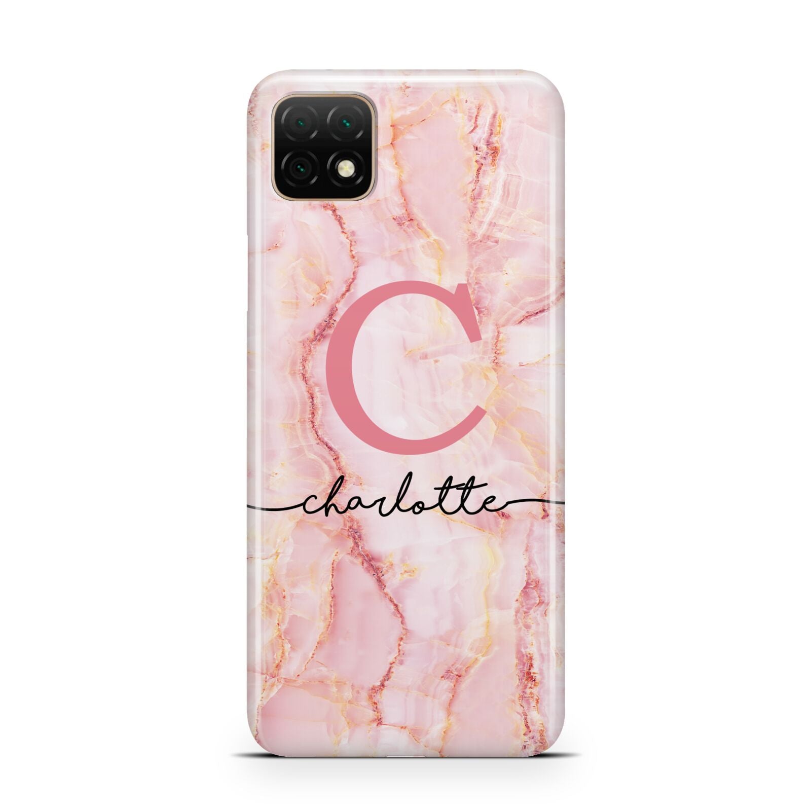 Monogram Pink Gold Agate with Text Huawei Enjoy 20 Phone Case