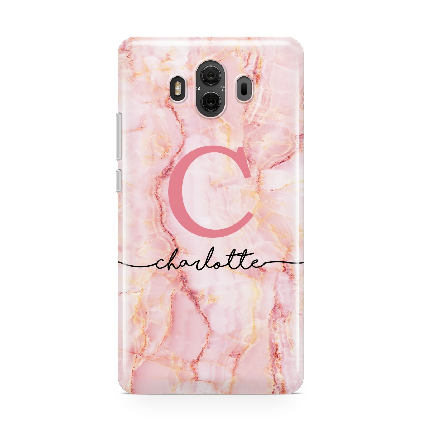 Monogram Pink Gold Agate with Text Huawei Mate 10 Protective Phone Case