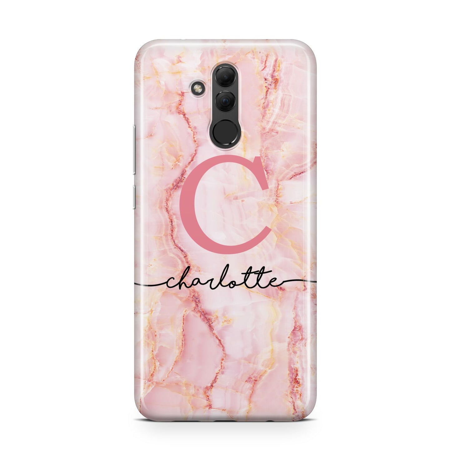 Monogram Pink Gold Agate with Text Huawei Mate 20 Lite