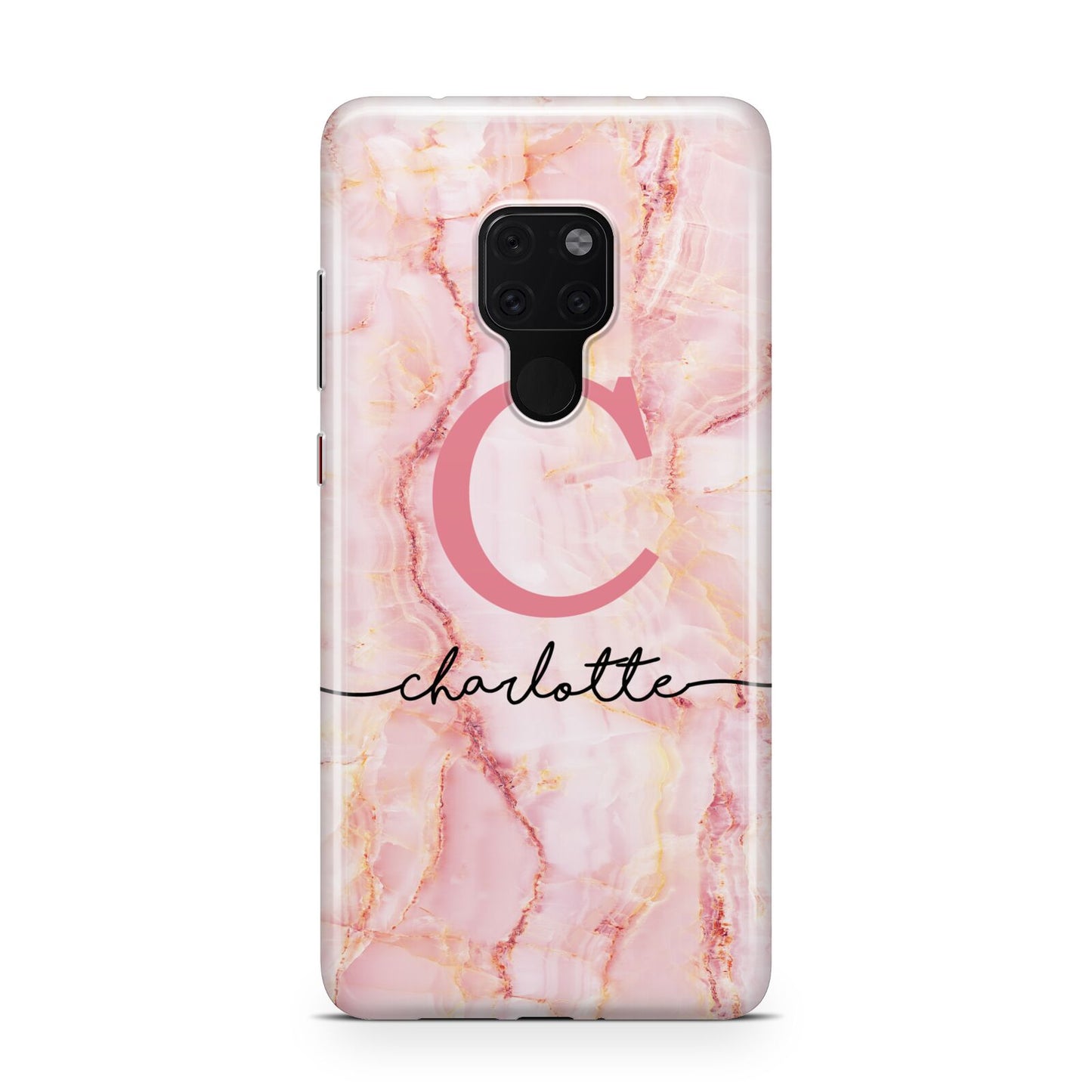 Monogram Pink Gold Agate with Text Huawei Mate 20 Phone Case