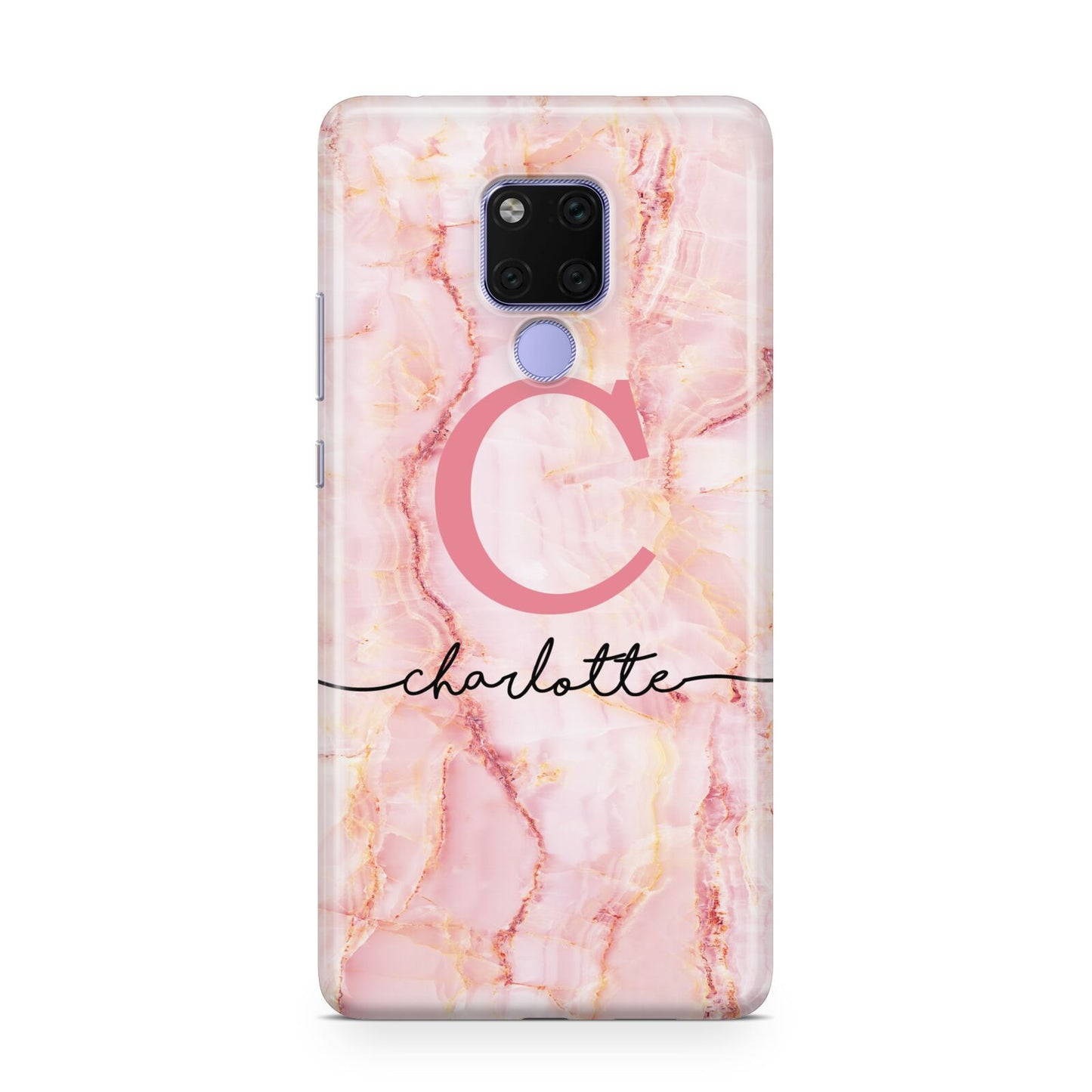 Monogram Pink Gold Agate with Text Huawei Mate 20X Phone Case