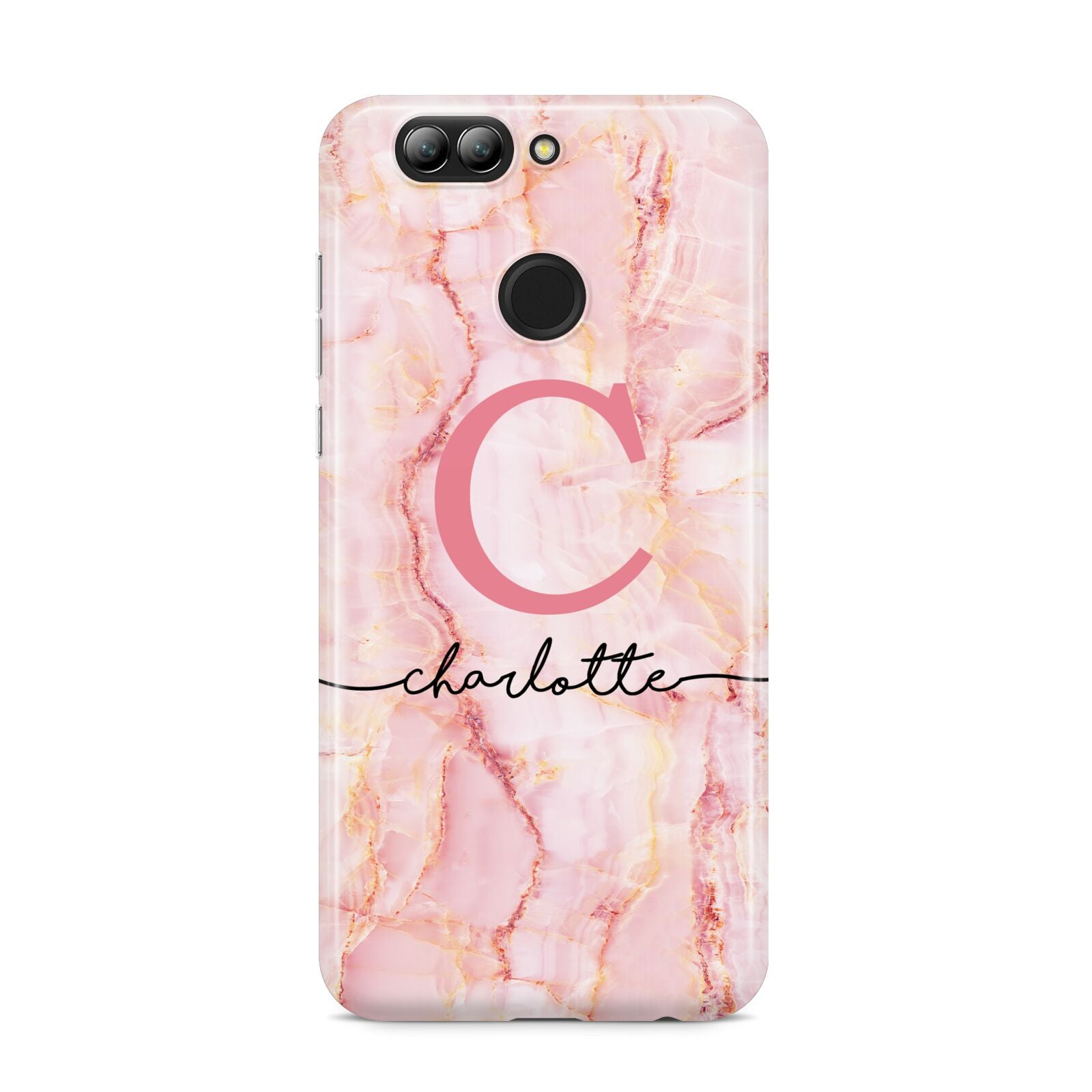 Monogram Pink Gold Agate with Text Huawei Nova 2s Phone Case