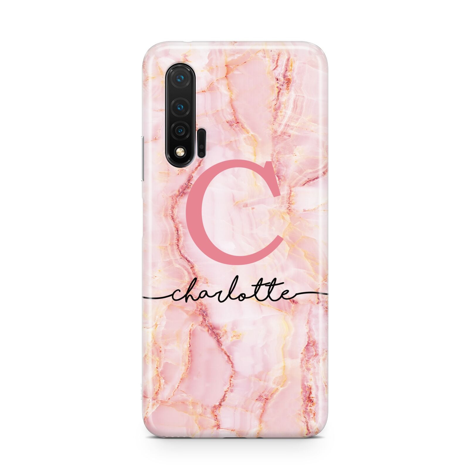 Monogram Pink Gold Agate with Text Huawei Nova 6 Phone Case