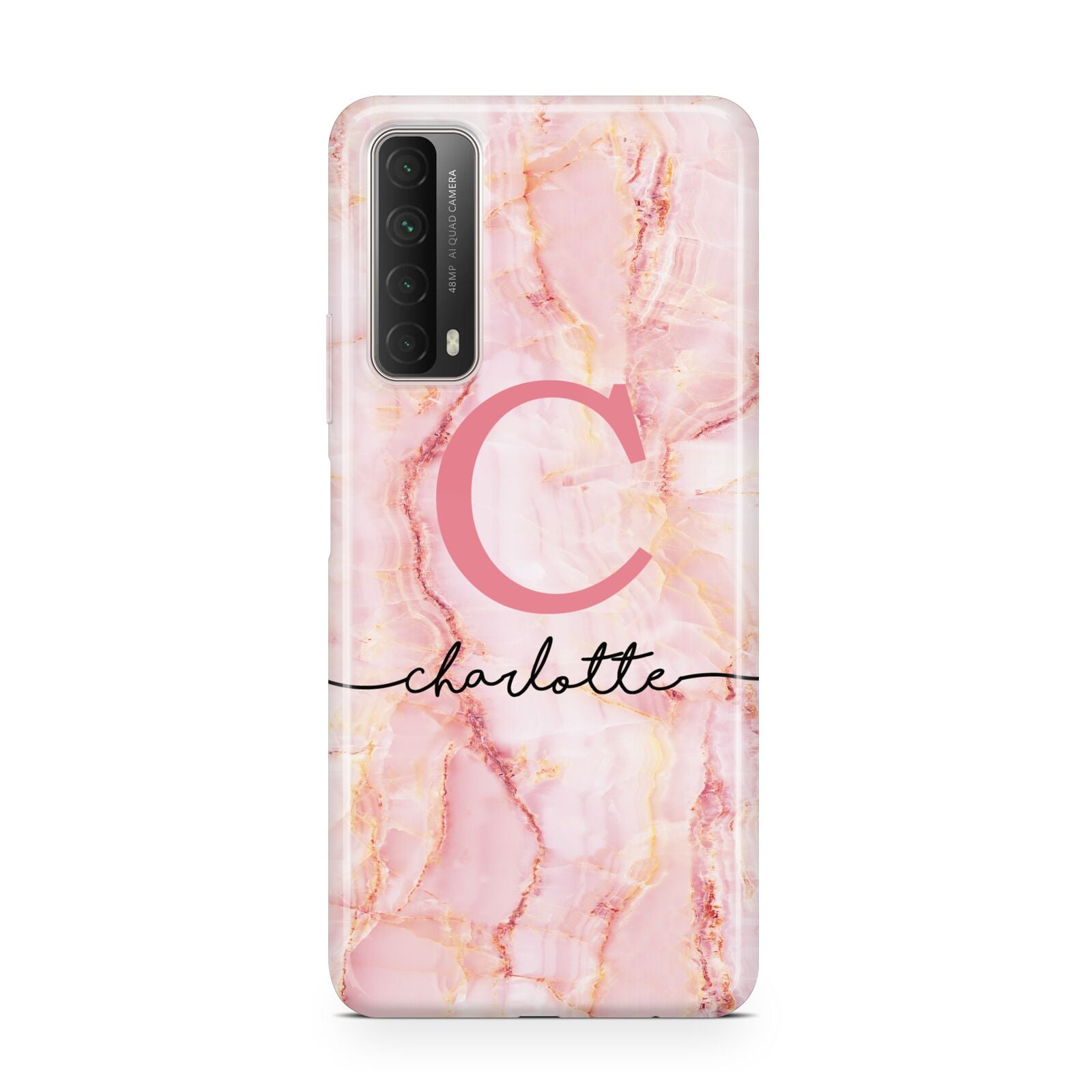 Monogram Pink Gold Agate with Text Huawei P Smart 2021