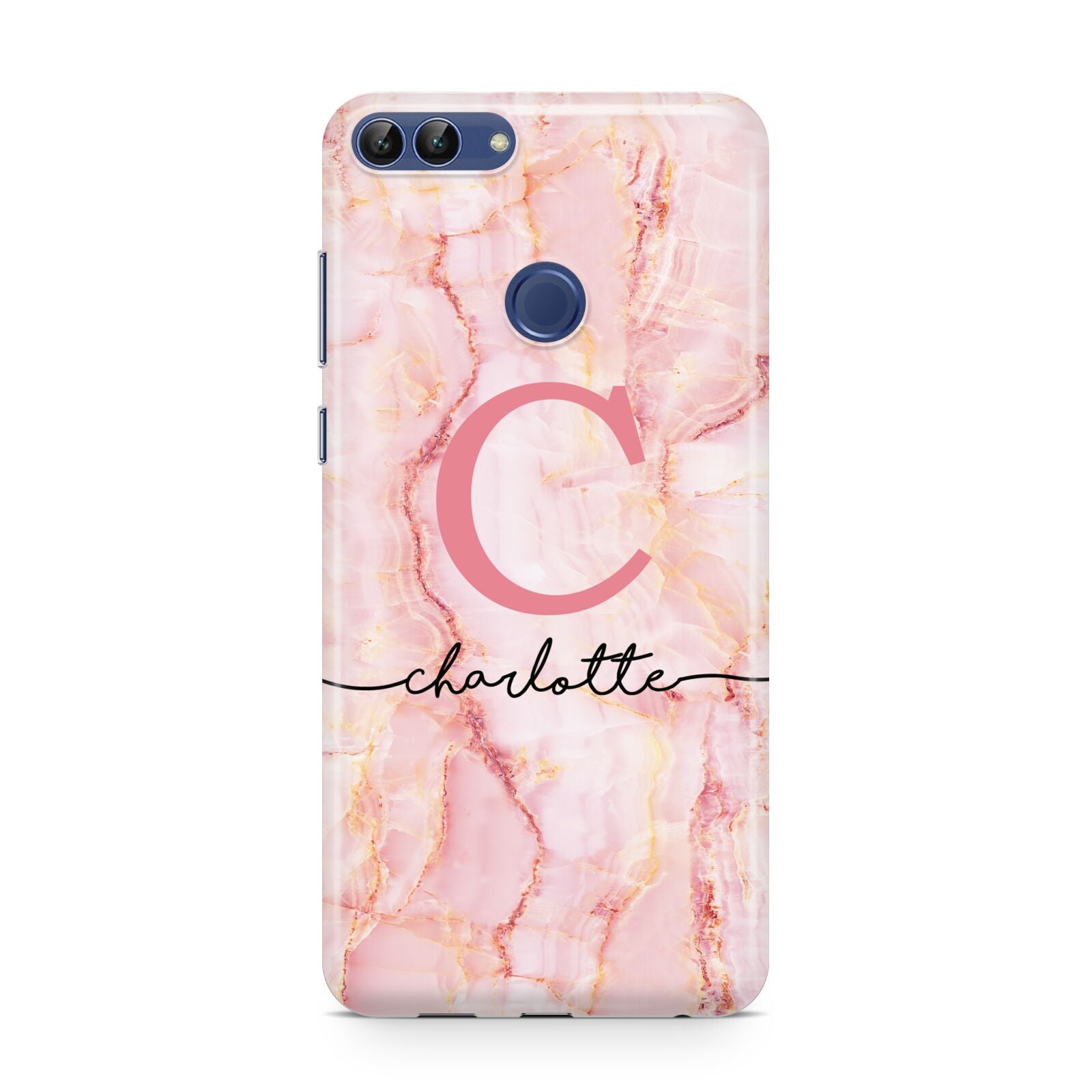 Monogram Pink Gold Agate with Text Huawei P Smart Case