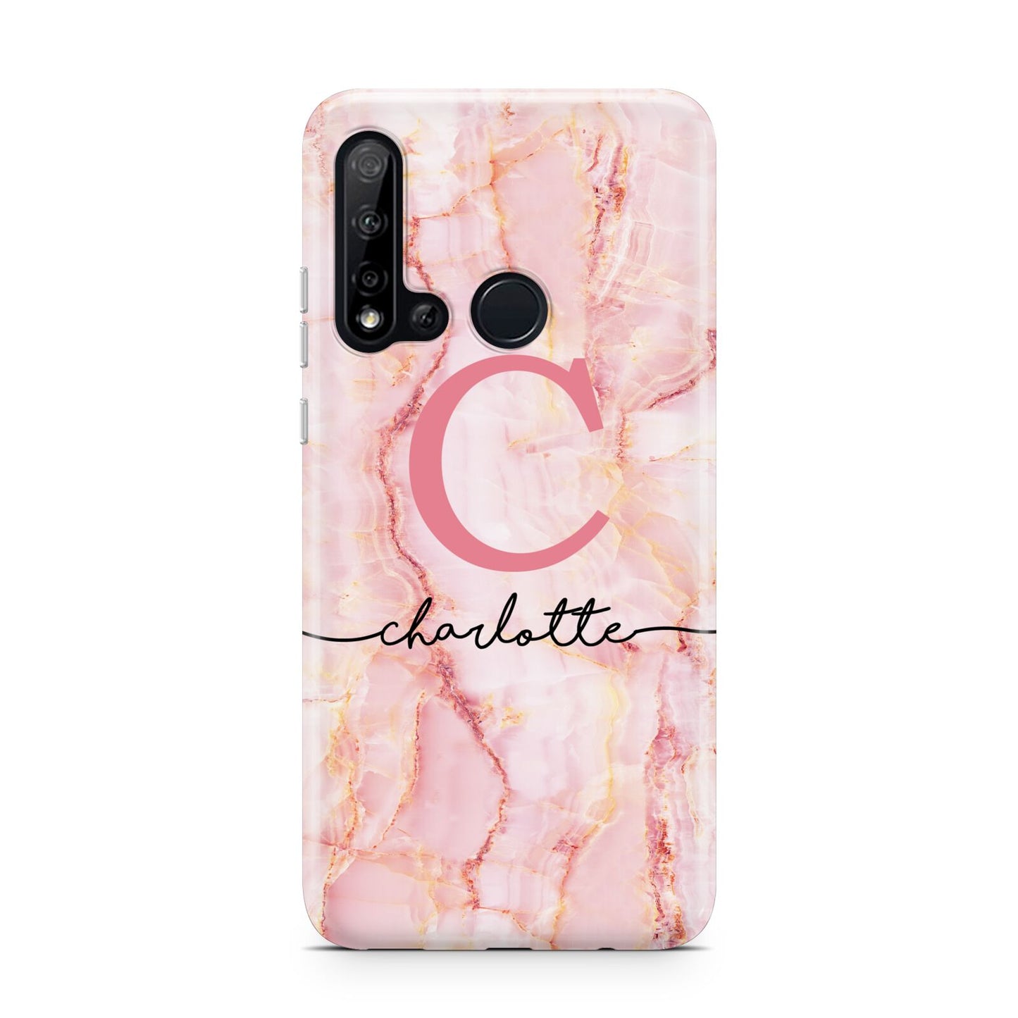 Monogram Pink Gold Agate with Text Huawei P20 Lite 5G Phone Case