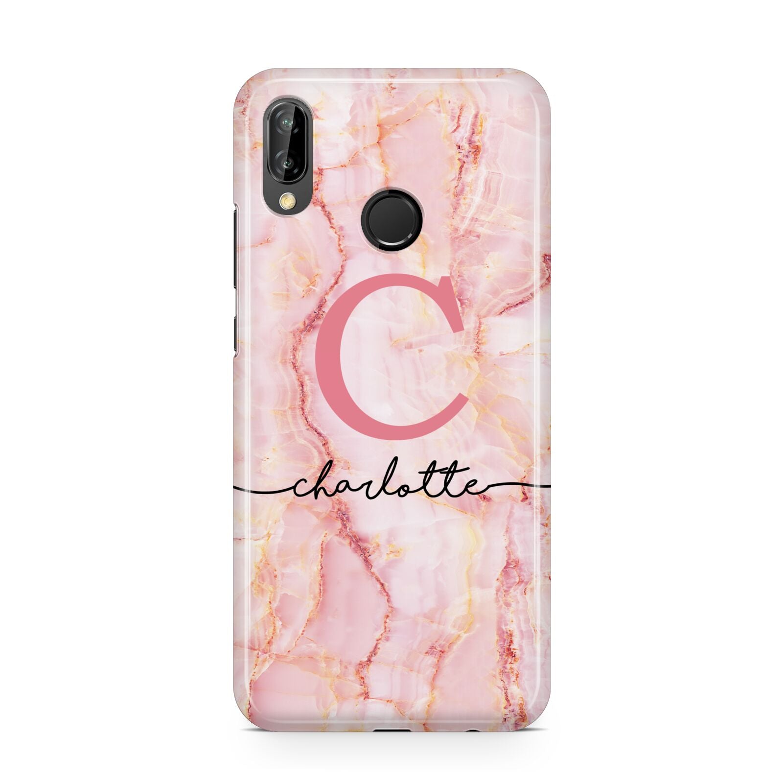 Monogram Pink Gold Agate with Text Huawei P20 Lite Phone Case