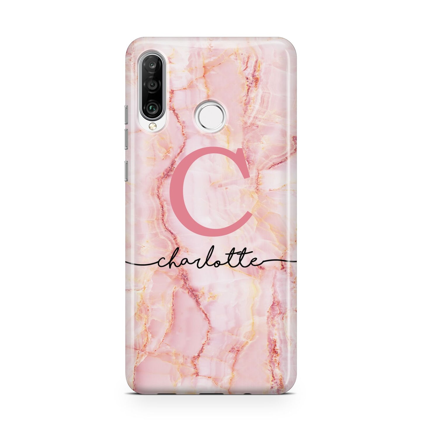 Monogram Pink Gold Agate with Text Huawei P30 Lite Phone Case