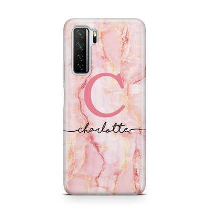 Monogram Pink Gold Agate with Text Huawei P40 Lite 5G Phone Case