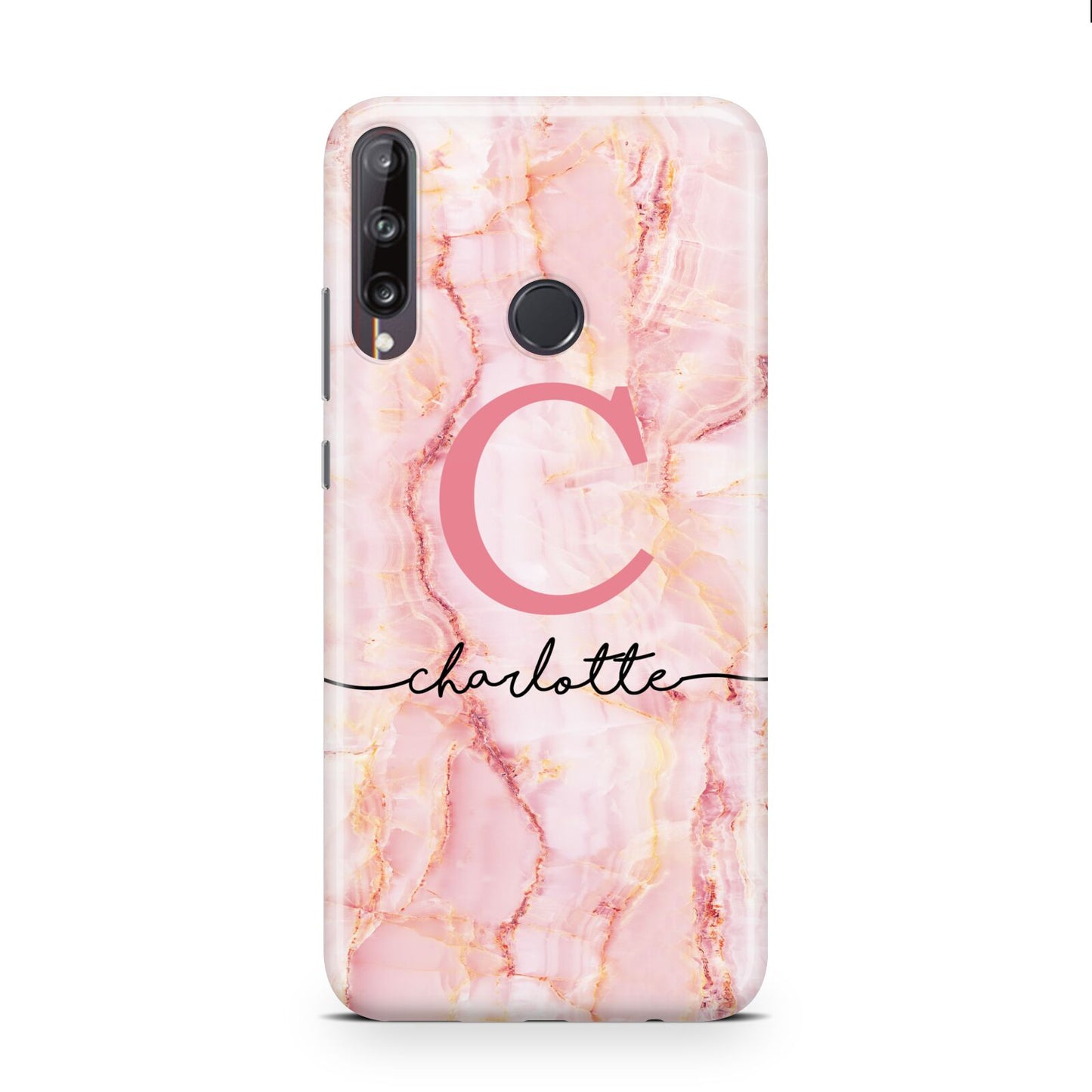 Monogram Pink Gold Agate with Text Huawei P40 Lite E Phone Case