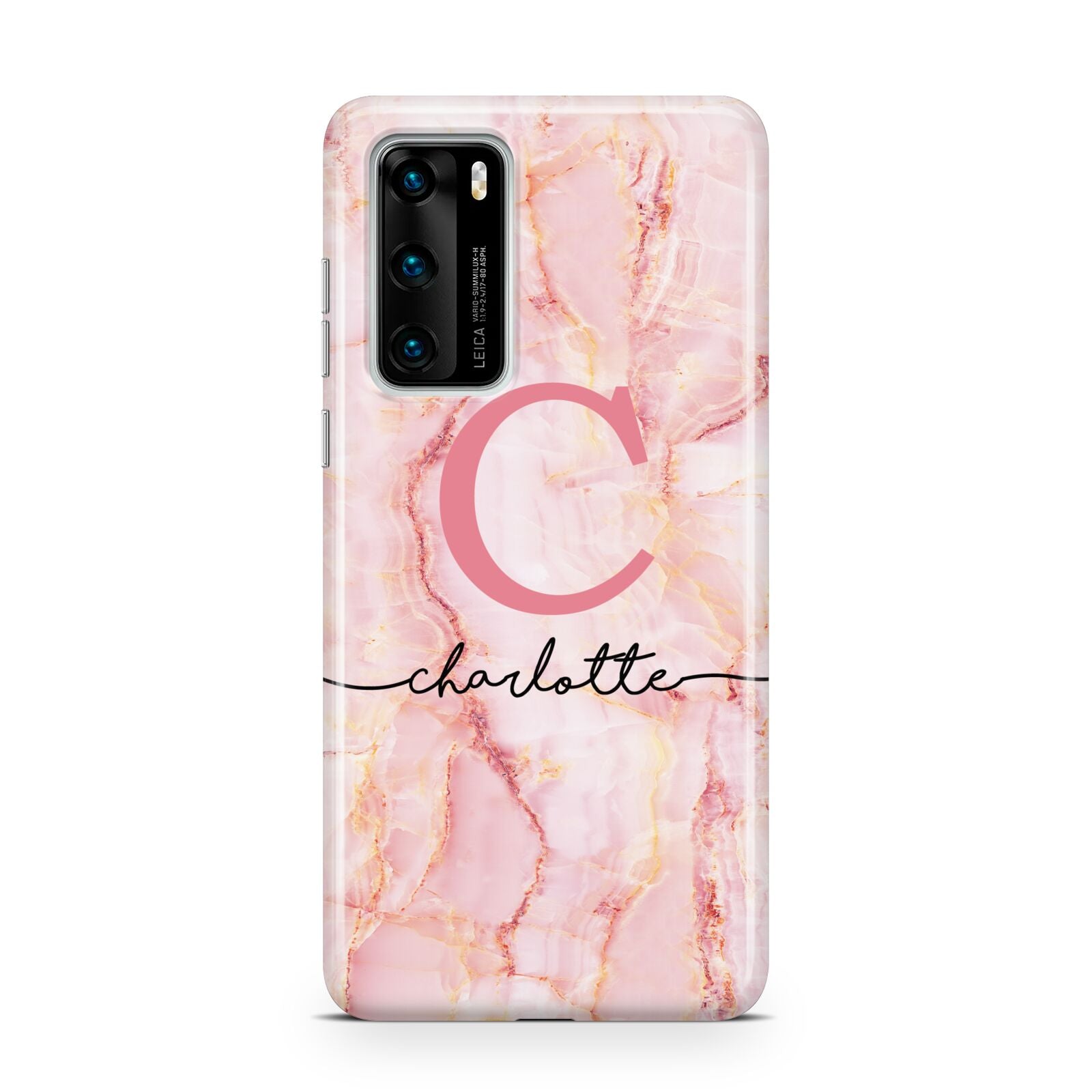 Monogram Pink Gold Agate with Text Huawei P40 Phone Case