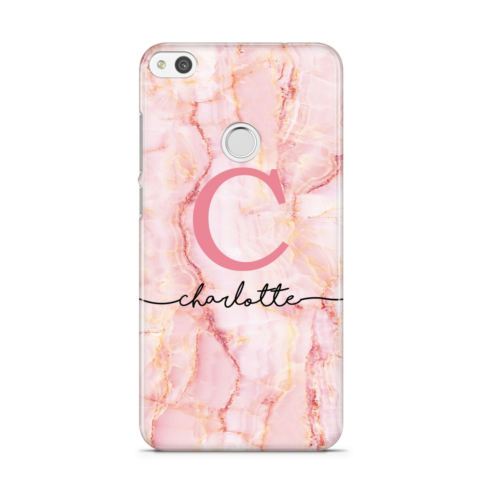 Monogram Pink Gold Agate with Text Huawei P8 Lite Case