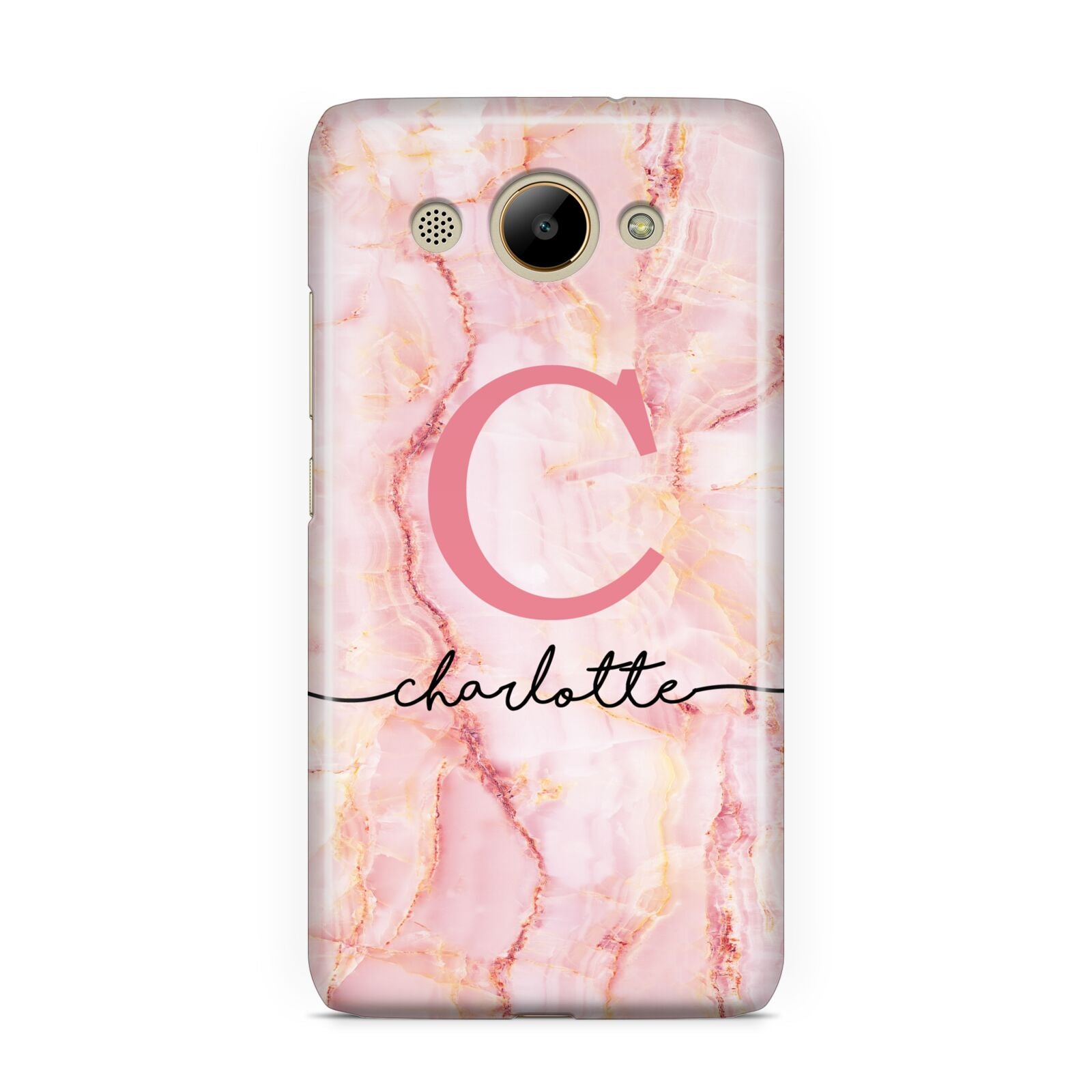 Monogram Pink Gold Agate with Text Huawei Y3 2017