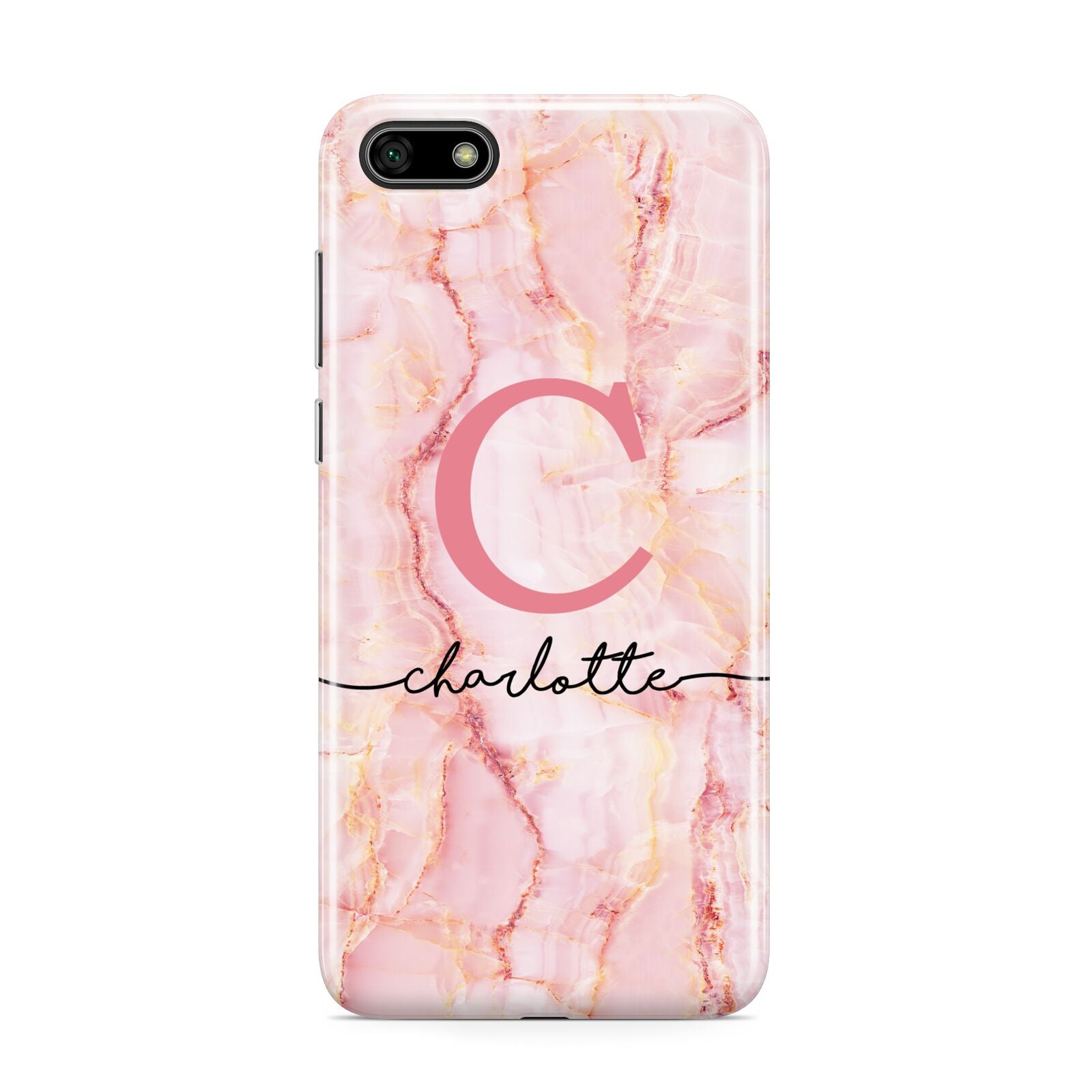 Monogram Pink Gold Agate with Text Huawei Y5 Prime 2018 Phone Case