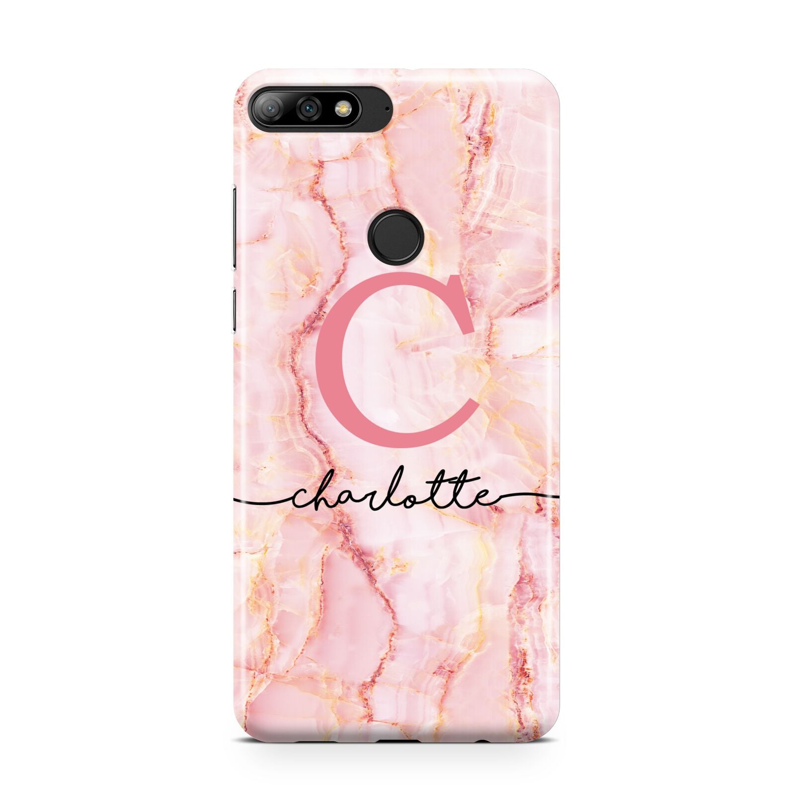 Monogram Pink Gold Agate with Text Huawei Y7 2018