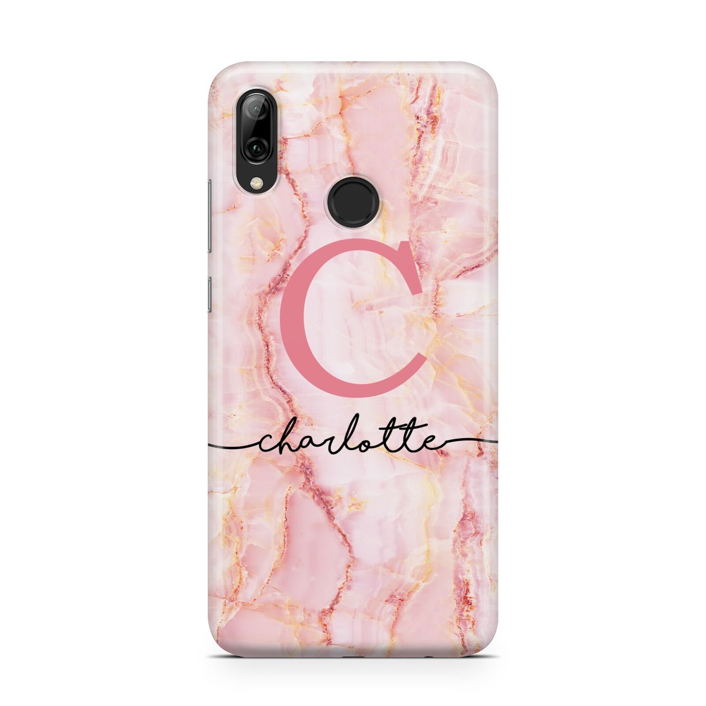 Monogram Pink Gold Agate with Text Huawei Y7 2019