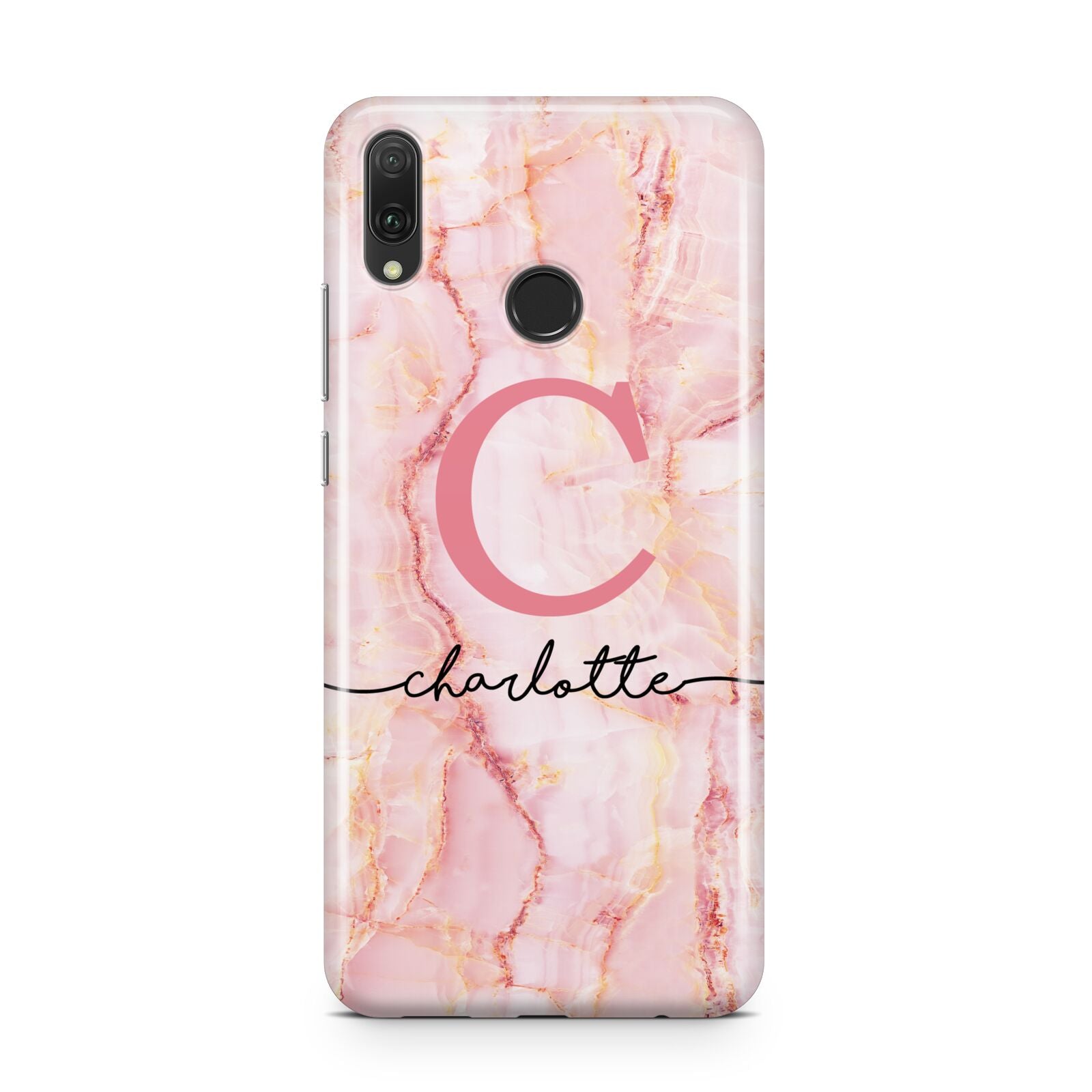 Monogram Pink Gold Agate with Text Huawei Y9 2019