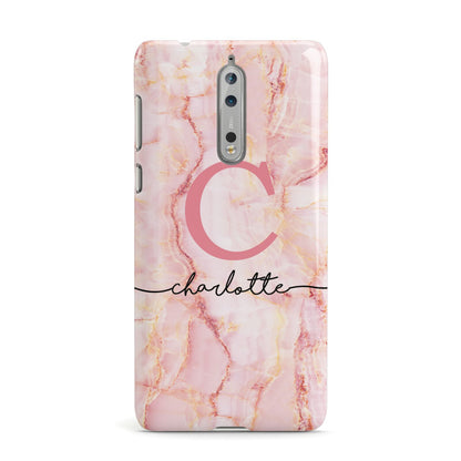 Monogram Pink Gold Agate with Text Nokia Case