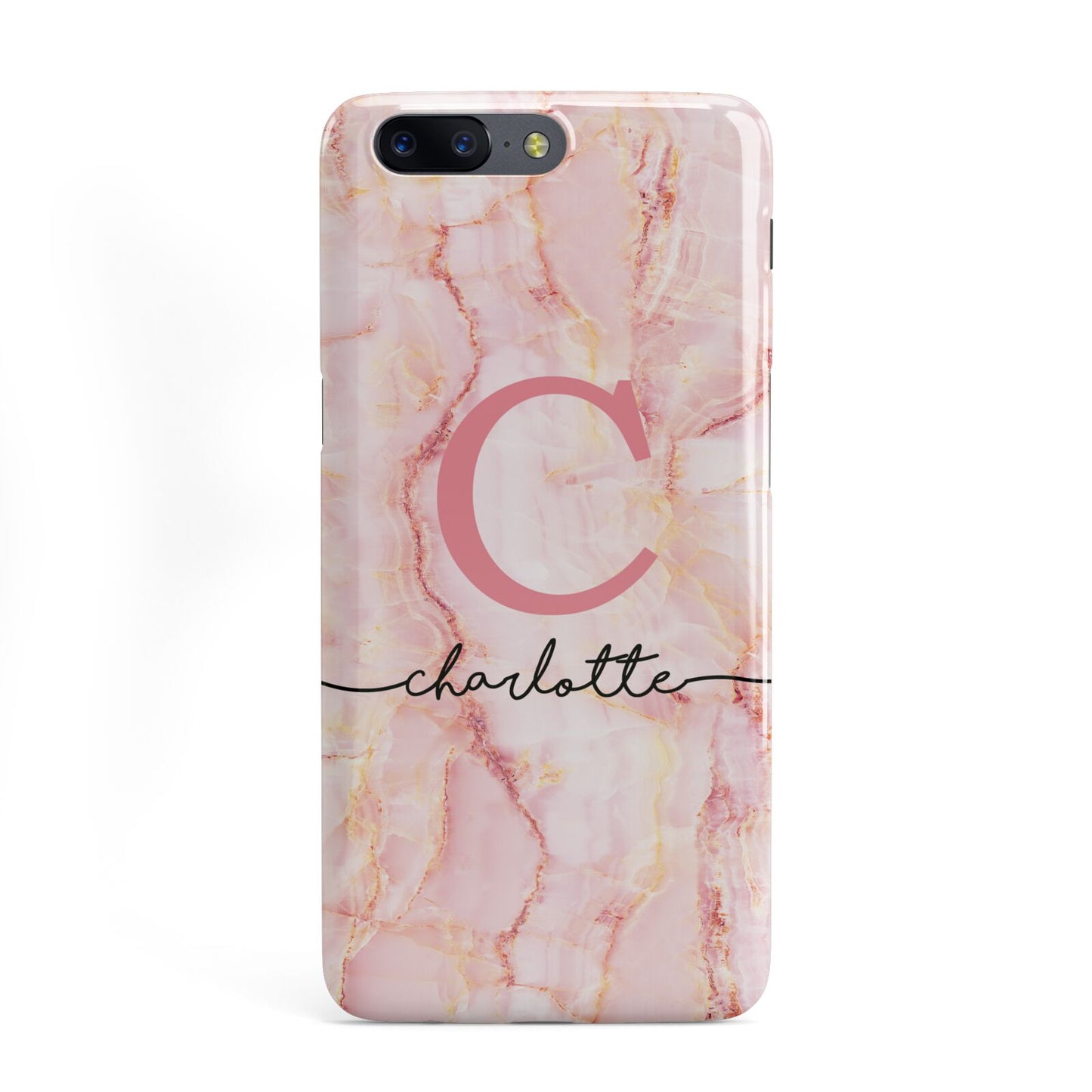 Monogram Pink Gold Agate with Text OnePlus Case