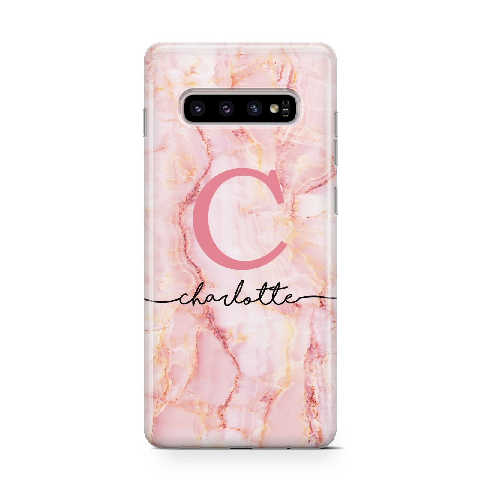 Monogram Pink Gold Agate with Text Protective Samsung Galaxy Case