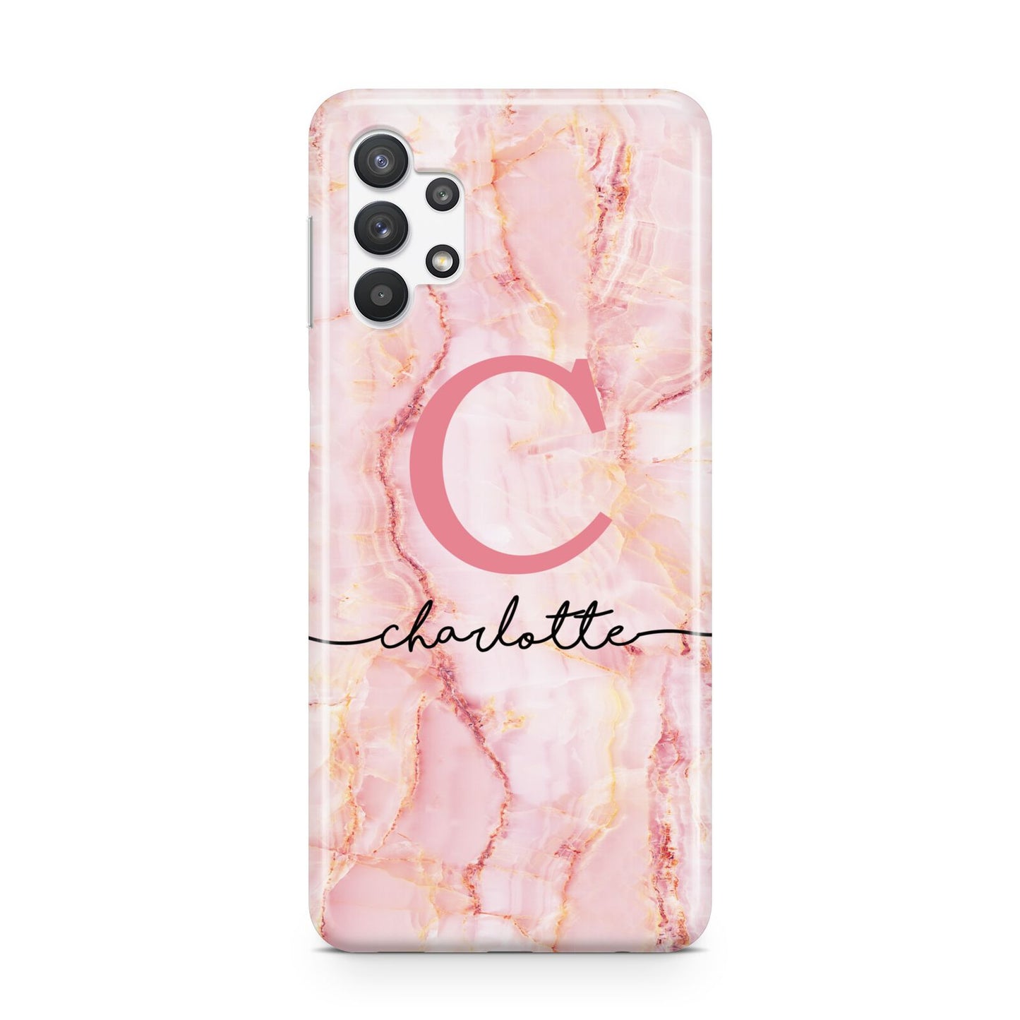 Monogram Pink Gold Agate with Text Samsung A32 5G Case