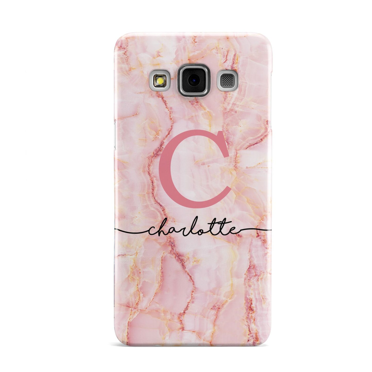 Monogram Pink Gold Agate with Text Samsung Galaxy A3 Case