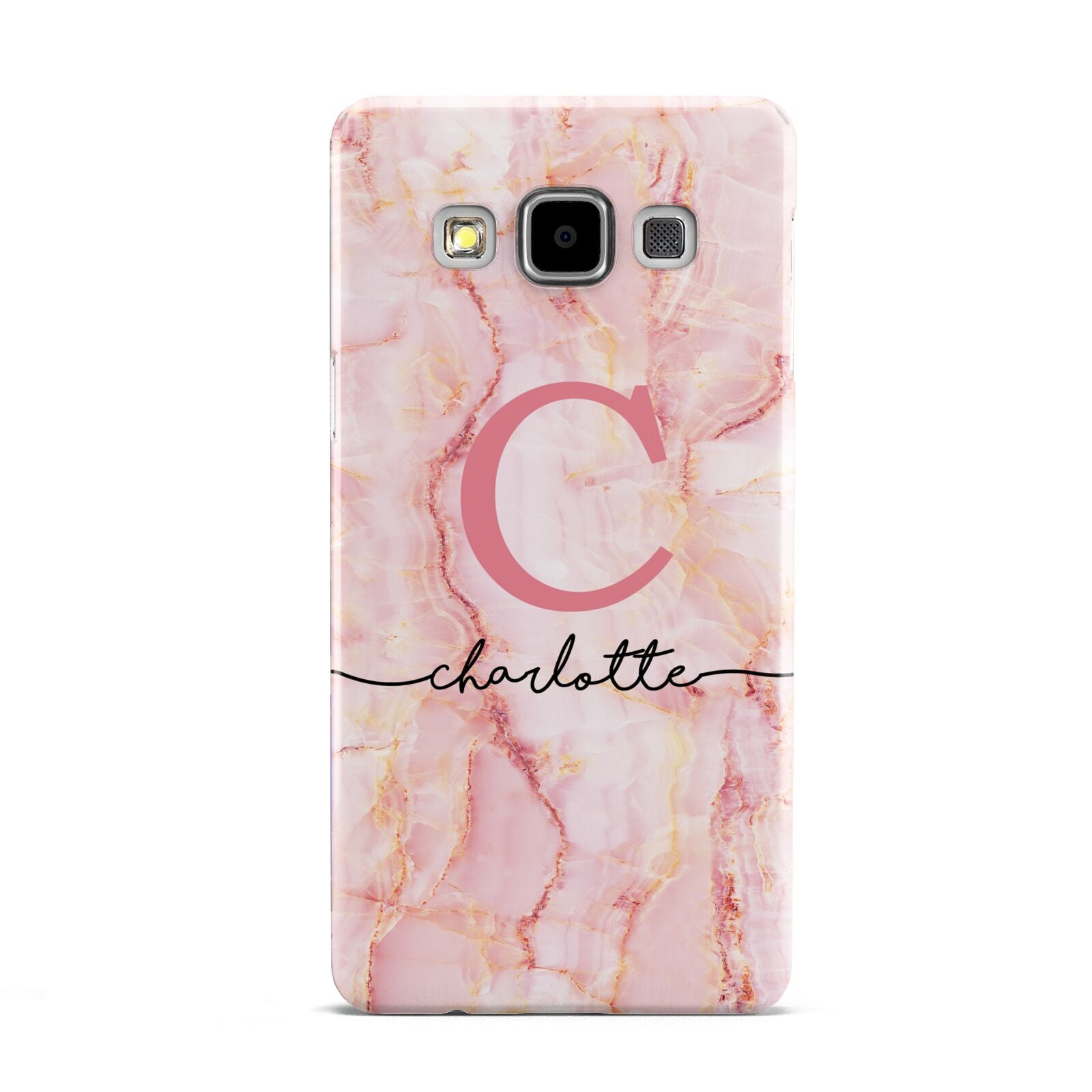 Monogram Pink Gold Agate with Text Samsung Galaxy A5 Case