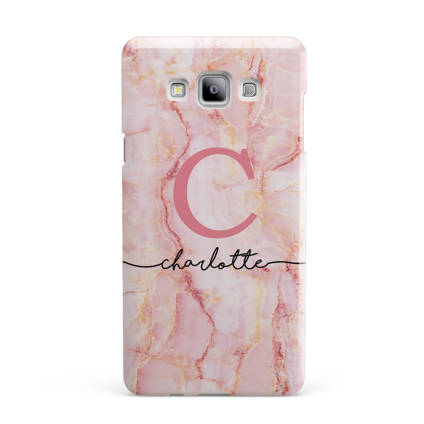 Monogram Pink Gold Agate with Text Samsung Galaxy A7 2015 Case