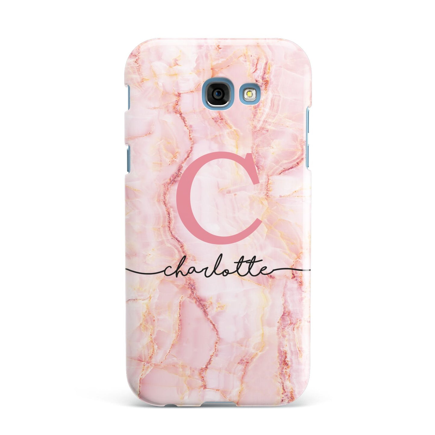 Monogram Pink Gold Agate with Text Samsung Galaxy A7 2017 Case