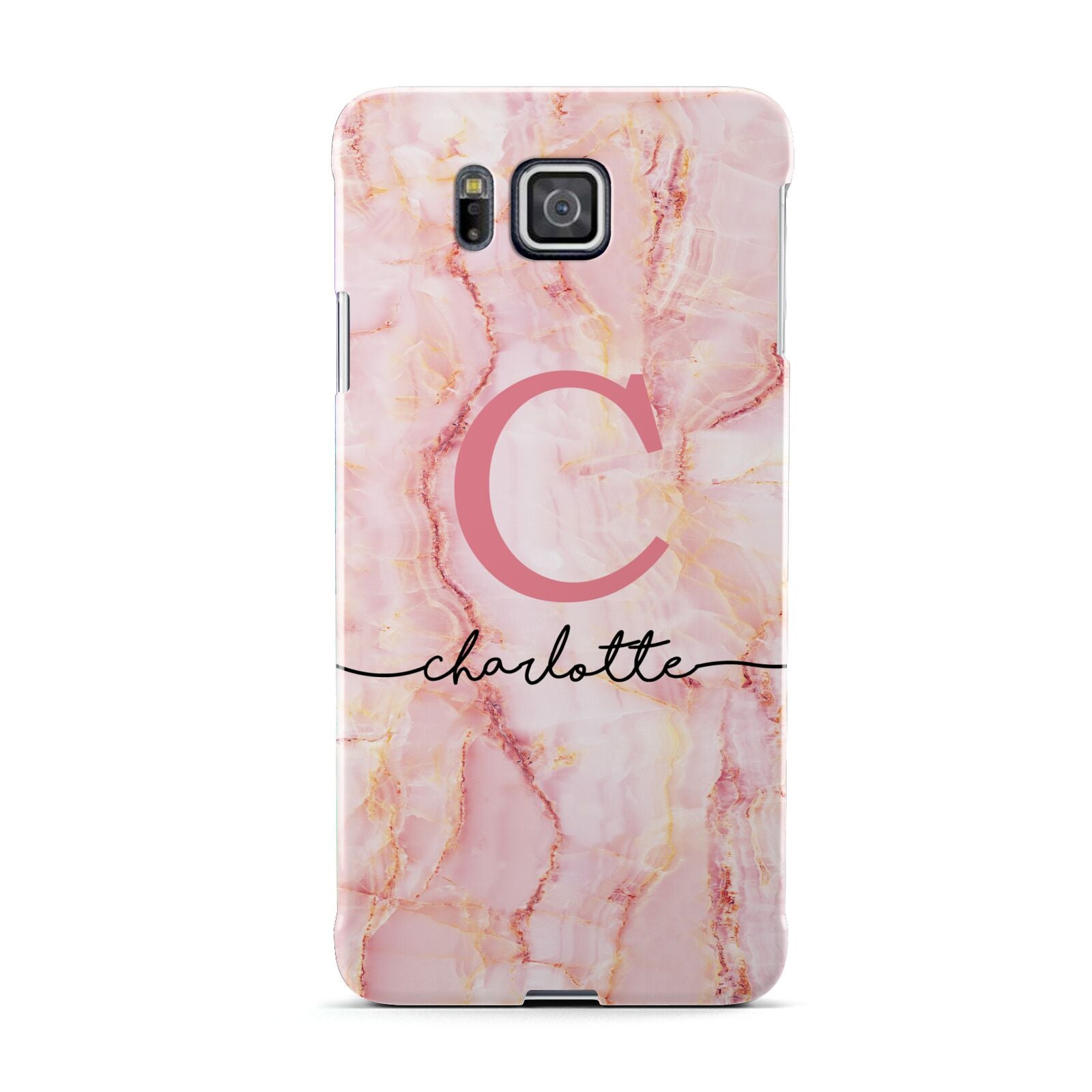 Monogram Pink Gold Agate with Text Samsung Galaxy Alpha Case